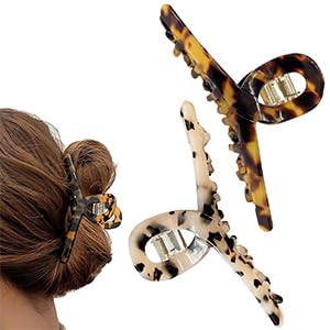 Stylish Tortoiseshell Hair Claw Clips for Women - Medium Banana Jaw Clips, Non-Slip Hair Accessories for Women & Girls (2-Pack with Gift Box) - Perfect for Beach, Gym, Work & Everyday Hairstyling
