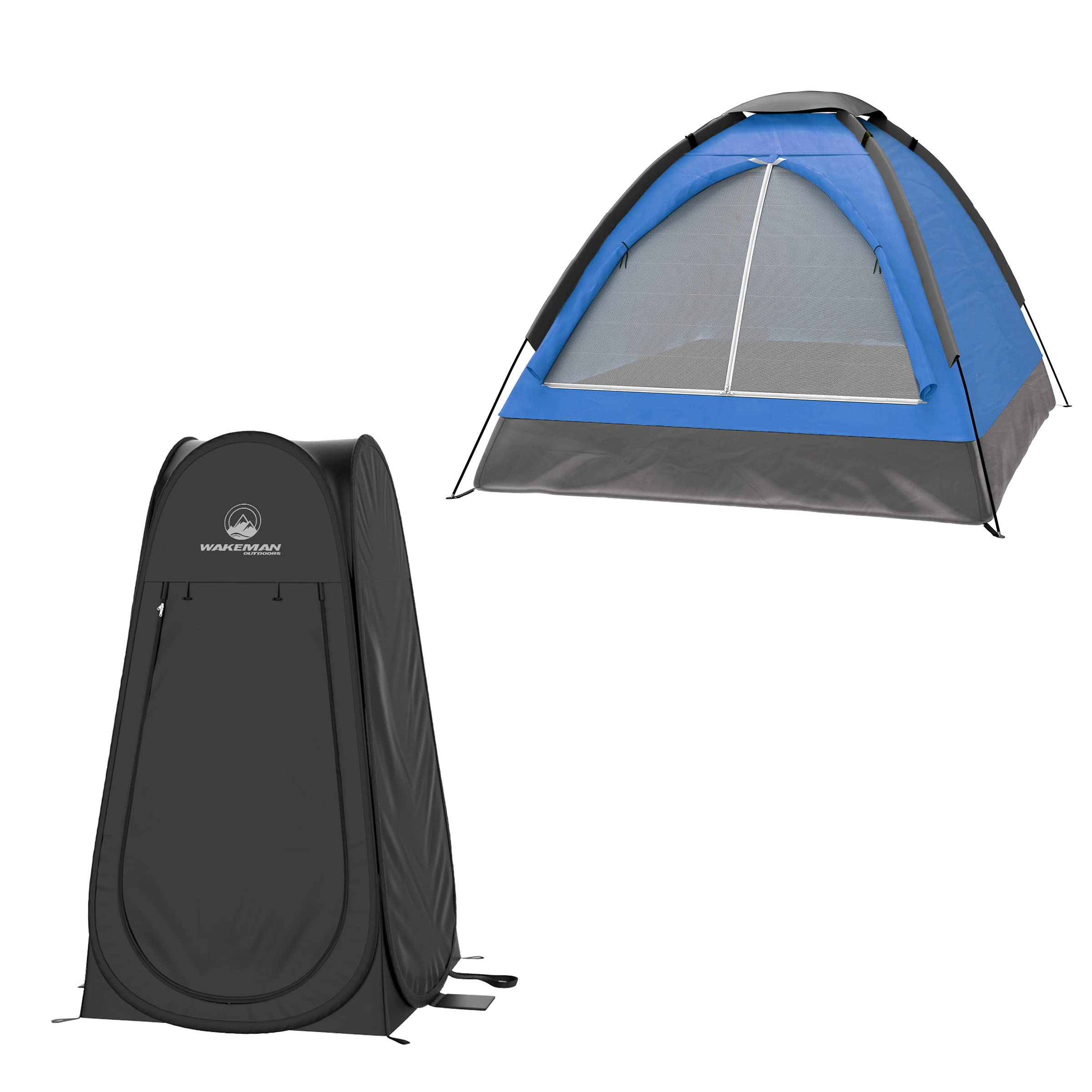 Wakeman 2-Person Camping Tent with Removable Rain Fly & Carry Bag - Lightweight Pop-Up Privacy Tent for Outdoor, Hiking, Beach - Portable Dressing Room & Shower Shelter - Waterproof Camping Gear by Wakeman
