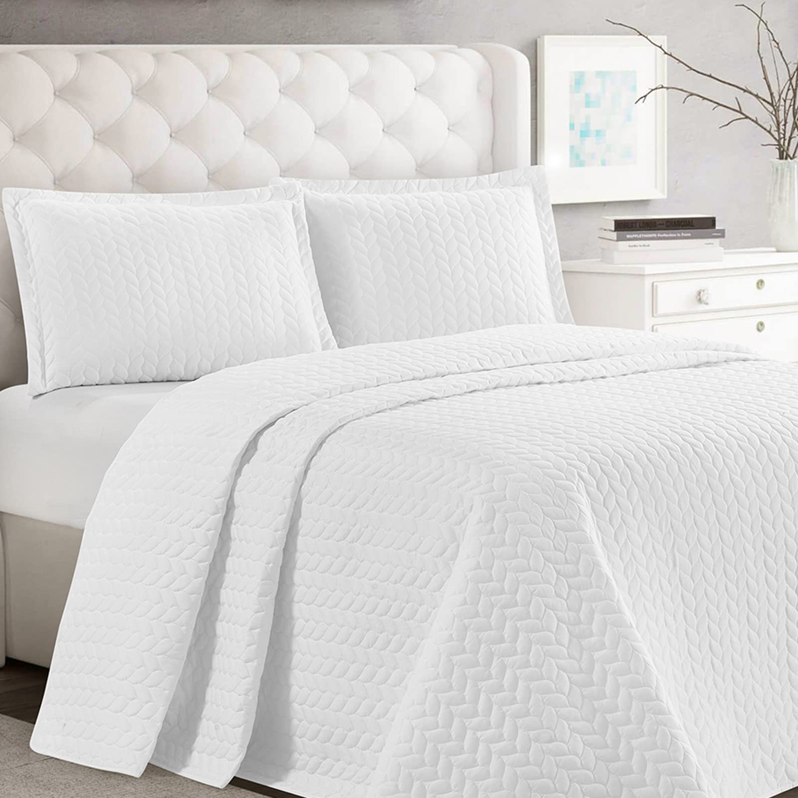 BYSURE Quilt Bedding Set Queen - Lightweight Microfiber Bedspread with Shams for All-Season Comfort