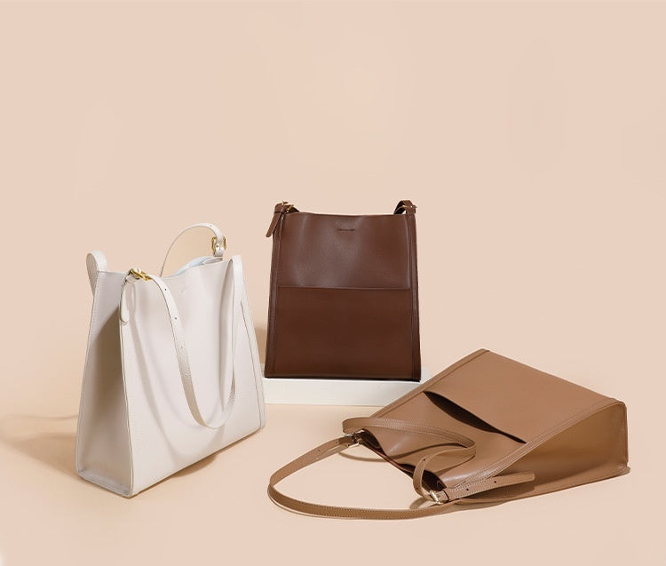 Genuine Leather Shoulder Bag - Large Capacity Tote Handbag for Women, Stylish Work Bag & Travel Purse | Perfect for Office, Commute & Weekend Getaways