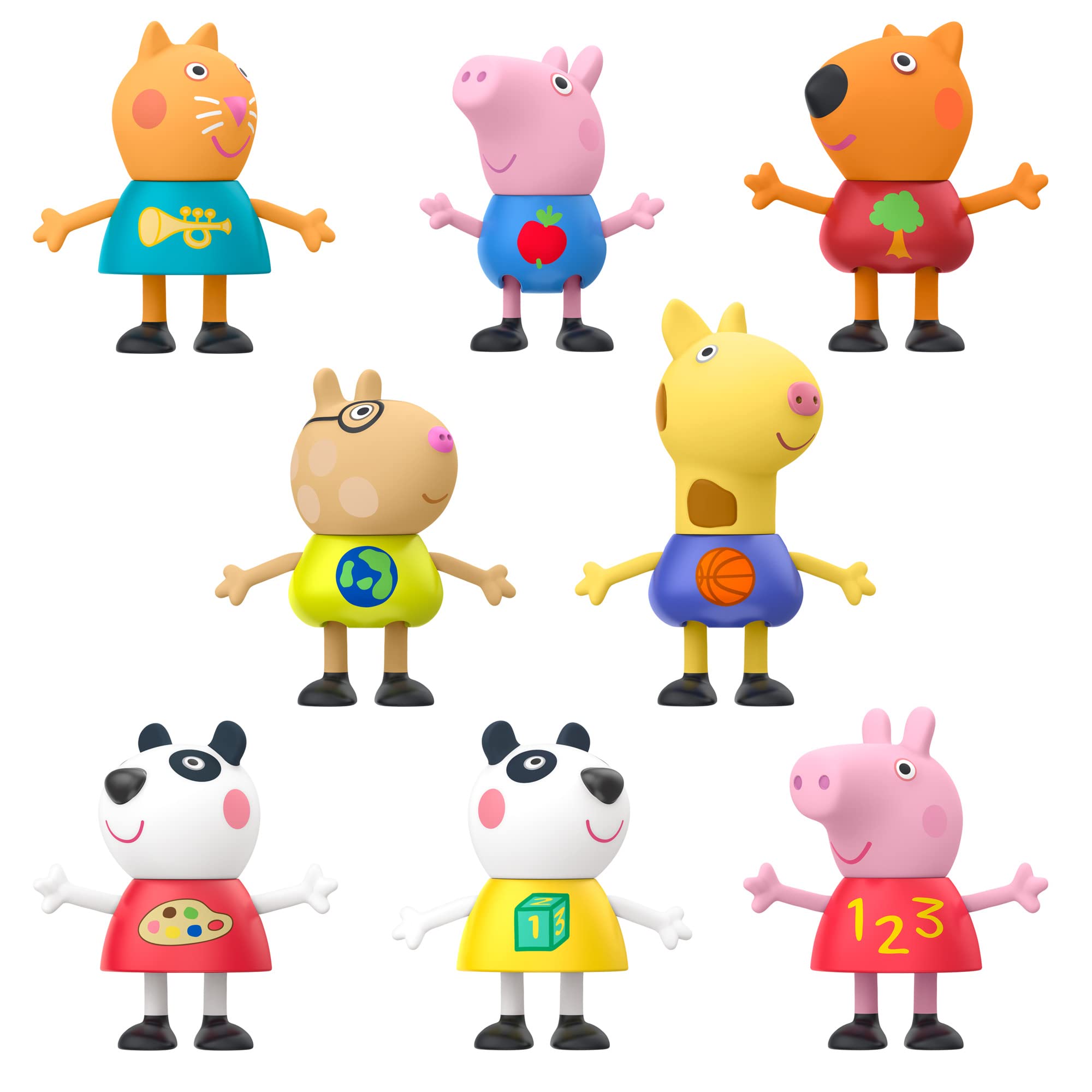 Peppa Pig School Classroom Toy Figures 8-Pack - Peppa Pig, George Pig, Peggi Panda, Candy Cat & More - Educational Playset for Kids Ages 3+ - Perfect for Preschool Learning, Role Play & Back to School Gifts (Amazon Exclusive)