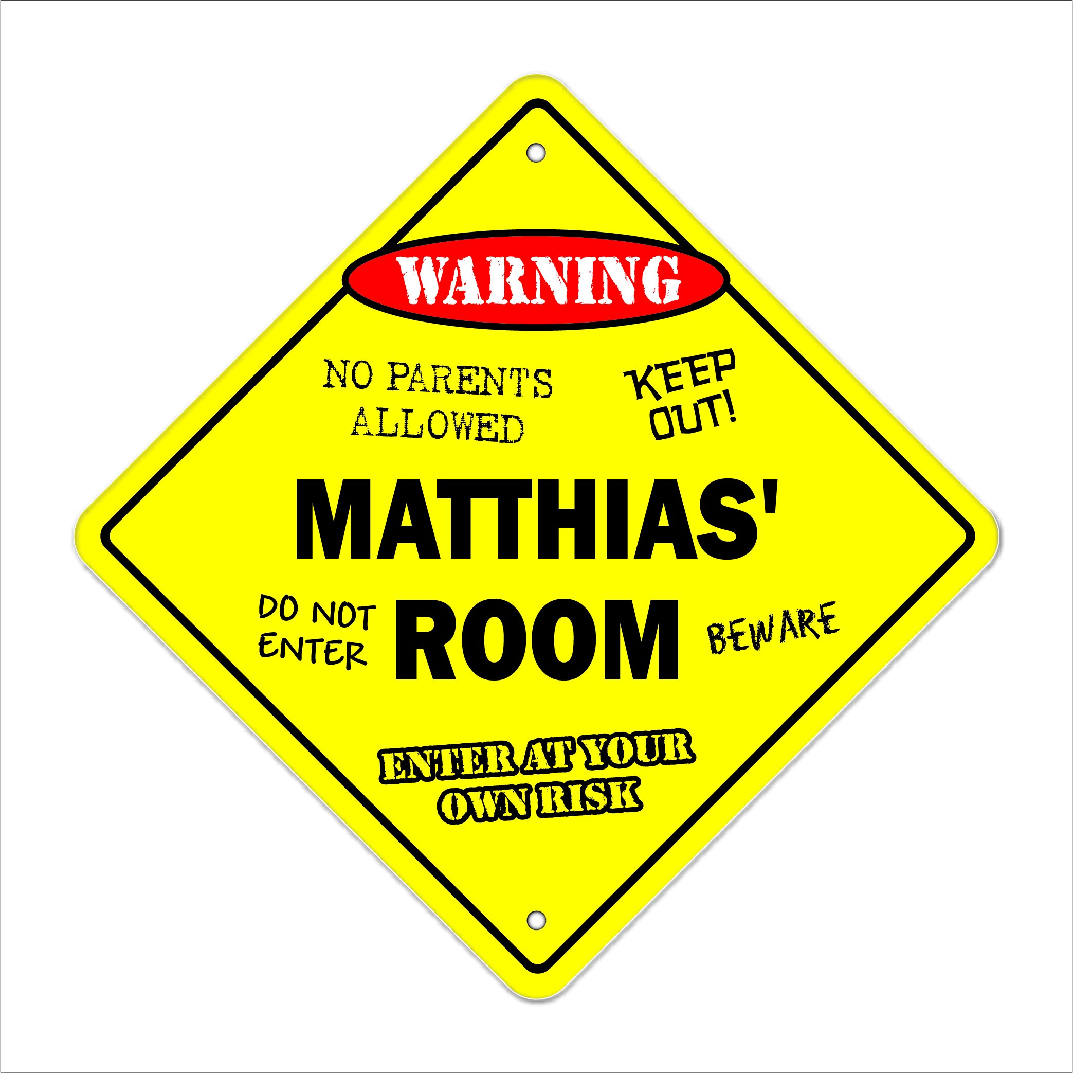 Personalized Kids Room Sign - Matthias' Crossing Zone Name Plaque | Indoor/Outdoor Durable 12