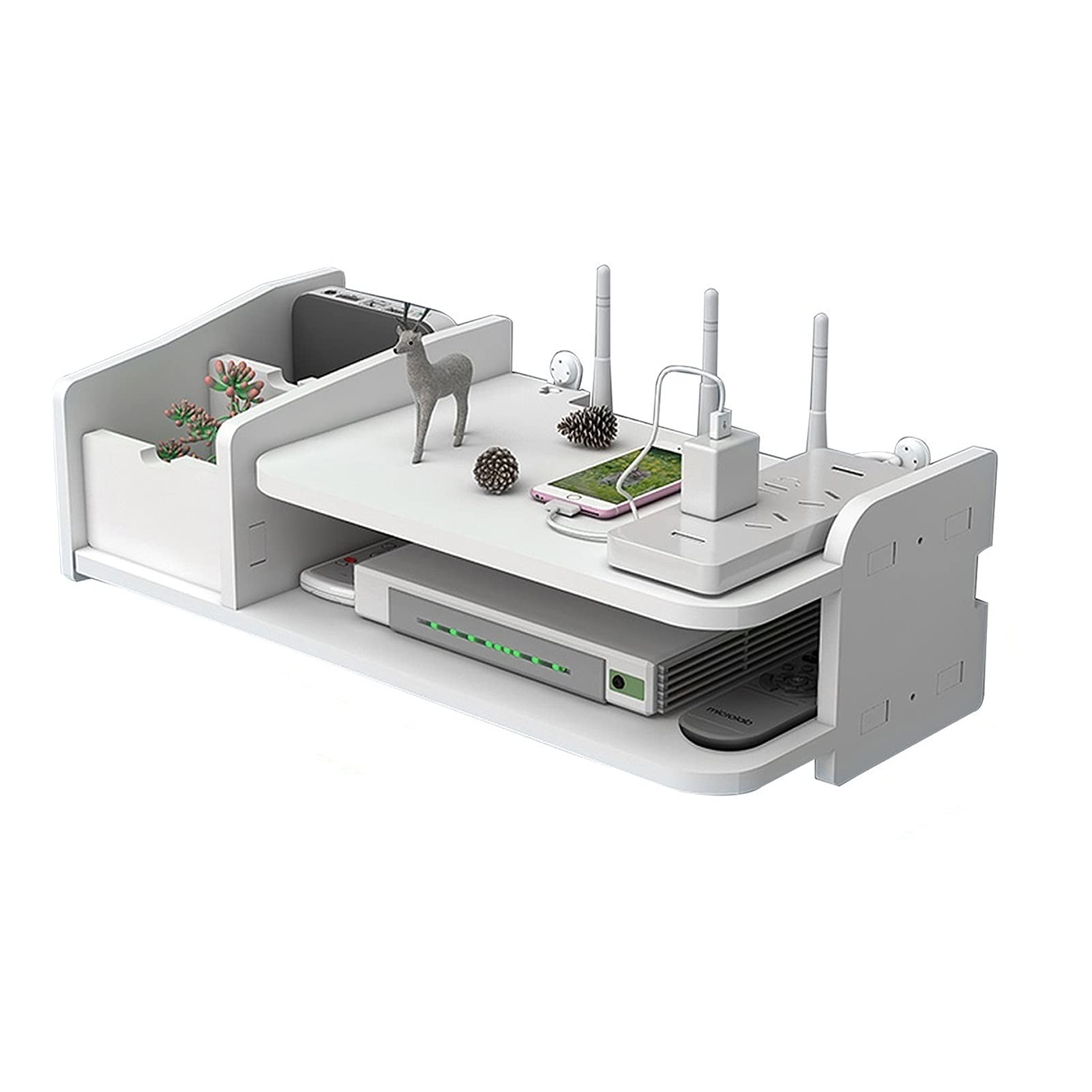 JF-TVQJ Floating TV Shelf with WiFi Remote Control - Wall Mounted Storage Box for Bedroom & Living Room - Strong Bearing Capacity - Perfect for Organizing Electronics & Decor (Ideal for Small Spaces & Modern Home Design)