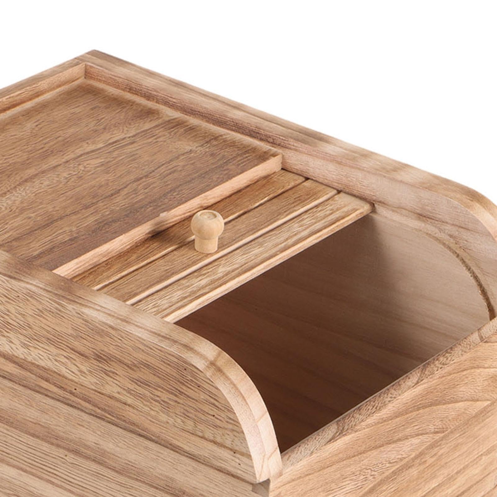 Premium Wooden Rice Storage Container with Sliding Lid - Airtight Food Storage for Cereal, Grains, Flour & Dry Goods - Natural Light Brown Kitchen Organizer for Pantry & Countertop Storage