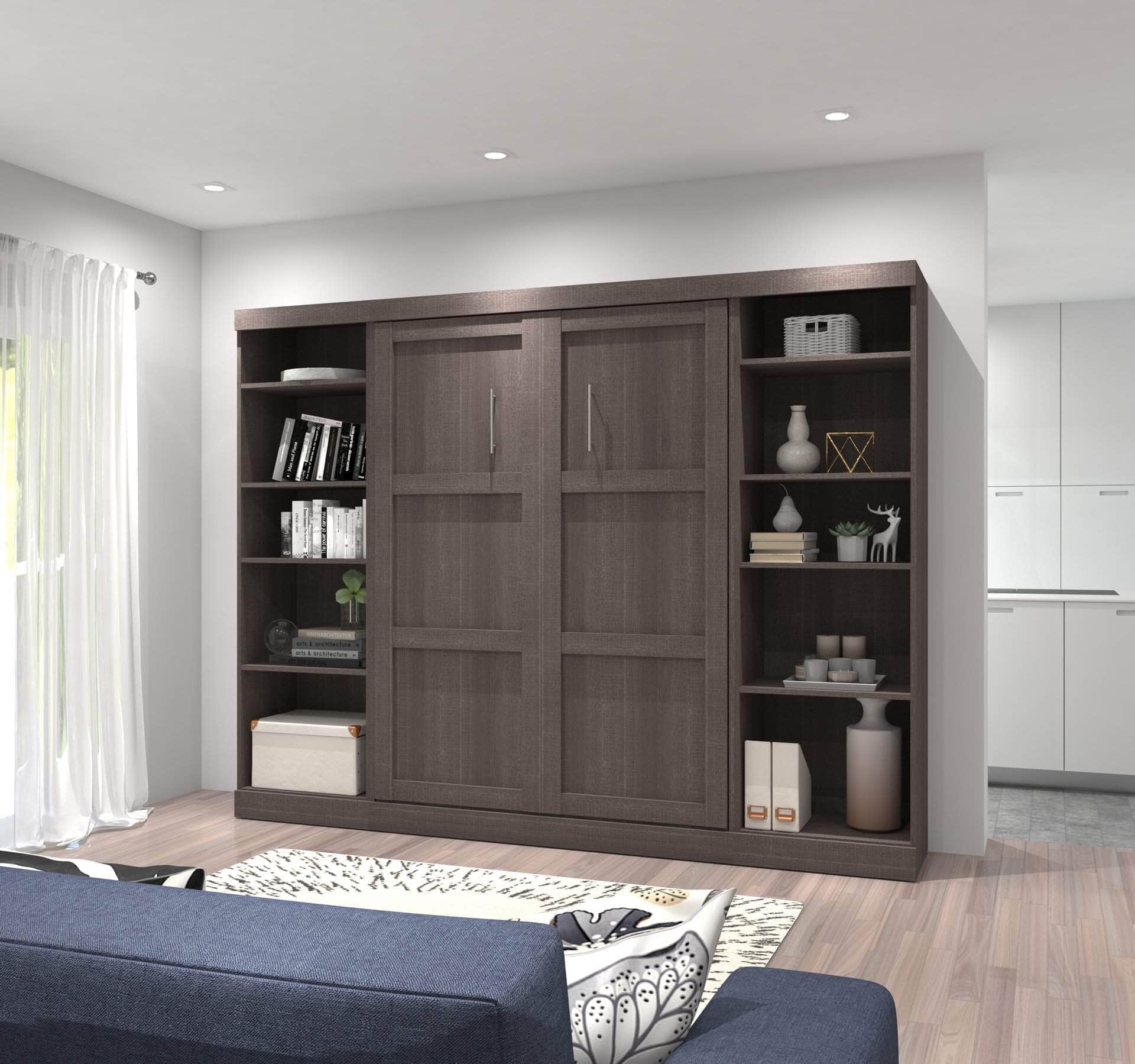Space-Saving Full Murphy Bed with 2 Storage Units (109W) - 7 Color Options for Home, Office, or Guest Room Use