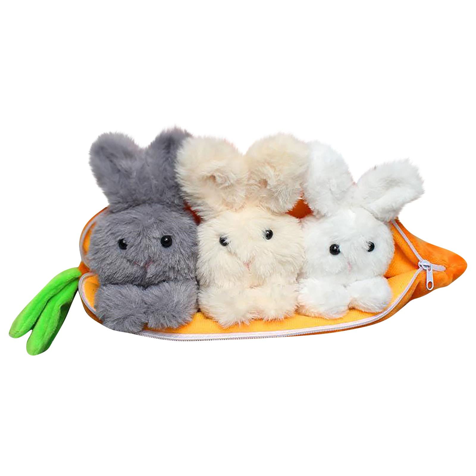Surprise Hide and Seek Bunny Toys - 3 Adorable Rabbit Dolls in Carrot Pouch with Zipper | Easter Basket Stuffers for Toddlers | Perfect Easter Gift for Boys & Girls | Fun Interactive Play for Kids Birthday Party & Easter Egg Hunt