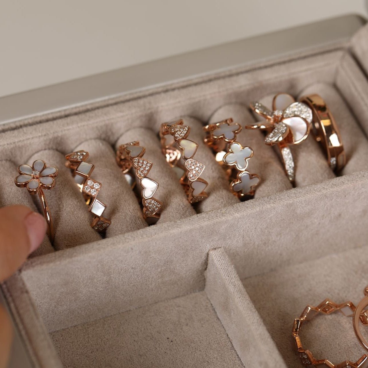 14k Rose Gold Mother of Pearl & Diamond Cutout Ring - Elegant Jewelry for Weddings, Anniversaries & Special Occasions