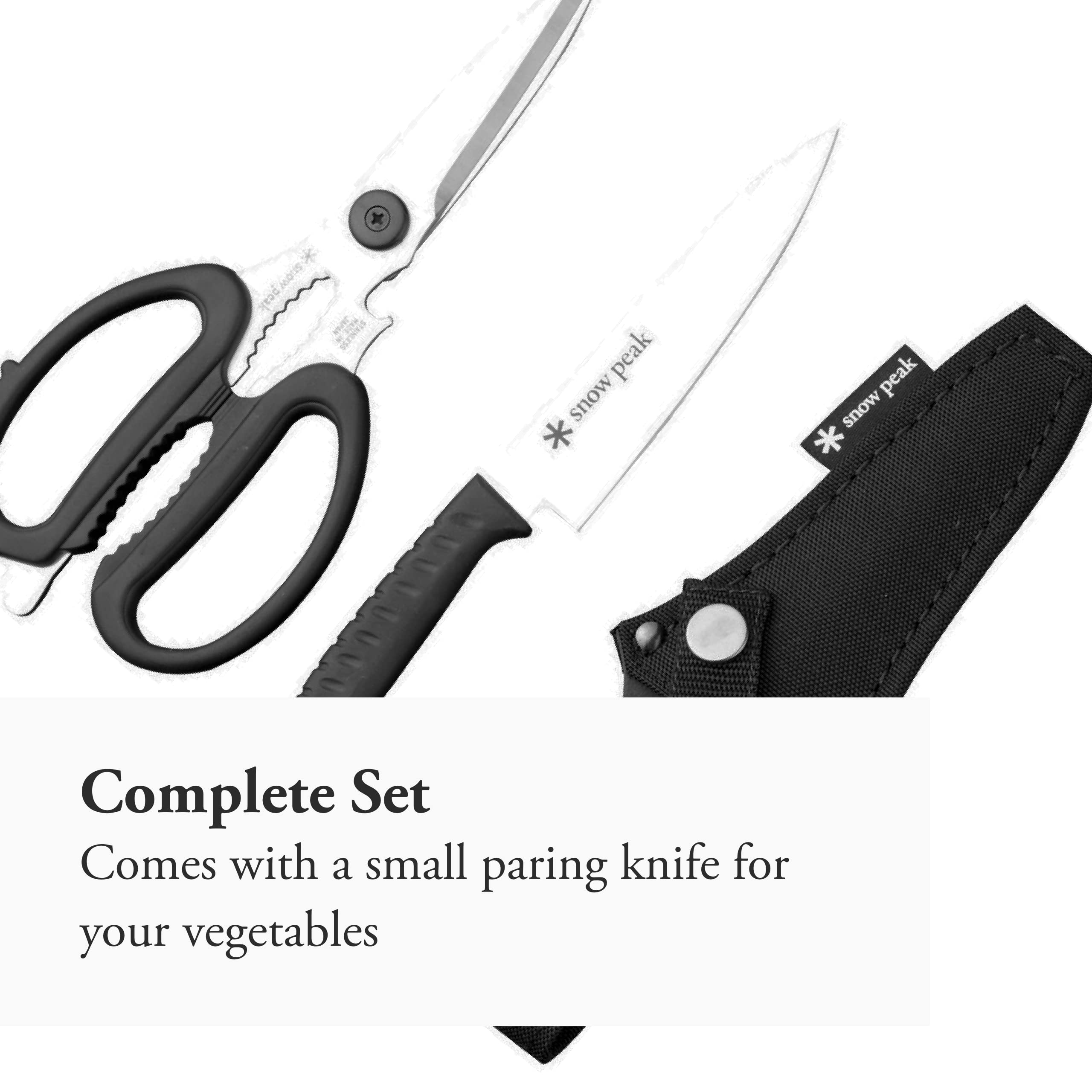 Snow Peak Premium Kitchen Scissors Set with Garlic Press, Bottle Opener, Meat Tenderizer & Nut Cracker - Multi-Purpose Cooking Shears for Garlic, Nuts, Bottles & Meat Preparation - Perfect for Home Chefs & Camping Kitchens