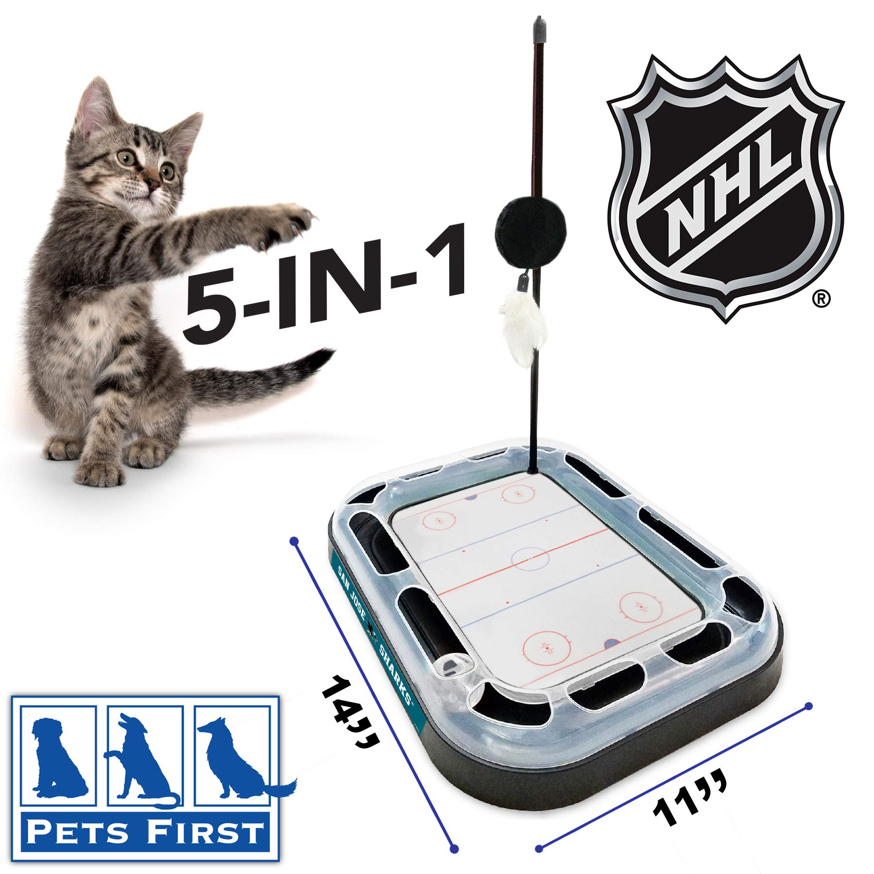 San Jose Sharks Hockey-Themed Cat Scratching Toy with Interactive Ball & Bell - 5-in-1 Multi-Functional Cat Scratcher for Play, Exercise & Stress Relief - Perfect for NHL Fans & Cat Lovers