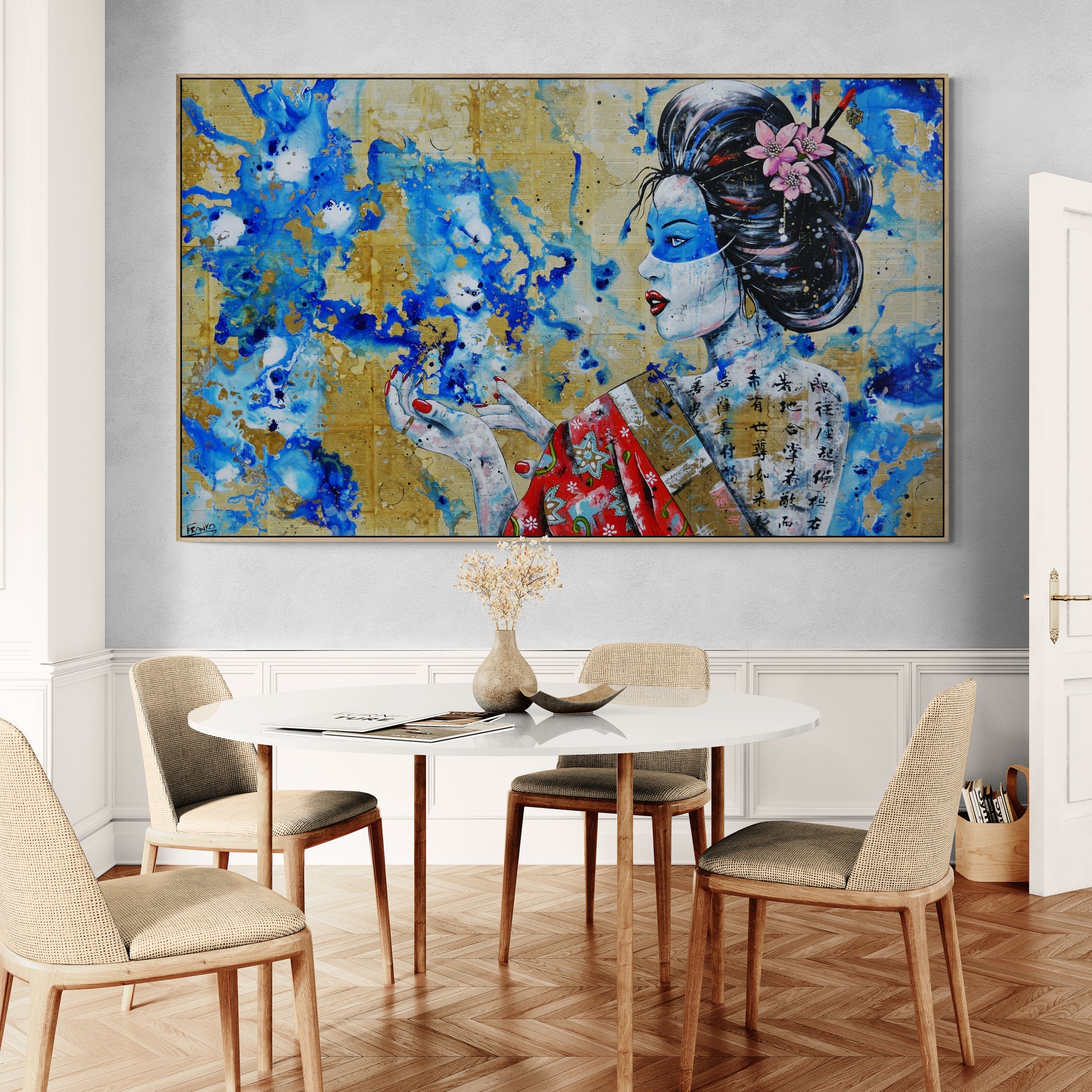 Aquilla 200cm x 120cm Geisha Abstract Realism Canvas Art - Japanese Wall Decor for Living Room, Bedroom & Office - Perfect Gift for Book Club Members & Art Lovers