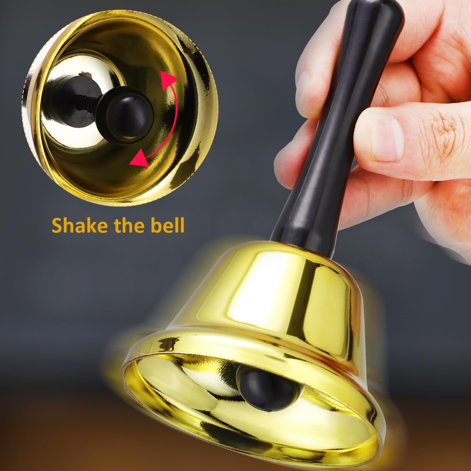 BESPORTBLE 2-Pack Metal Hand Press Desk Bells - Classic Call Bells for Classroom, Restaurant & Hotel Service (Silver) | Perfect for Teachers, Waiters & Receptionists