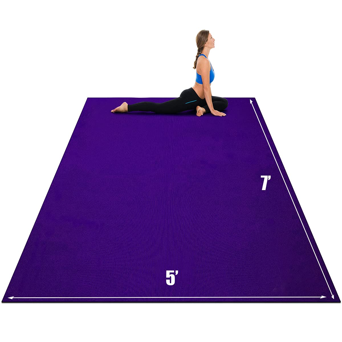 Goplus Extra Large Non-Slip Yoga Mat 7'x5'x8mm & 6'x4'x8mm - Eco-Friendly Thick Workout Mat with Carrying Straps for Home Gym, Cardio, MMA, Jump Rope, Stretching & Plyometric Exercises - Perfect for Yoga, Pilates, HIIT & Fitness Training