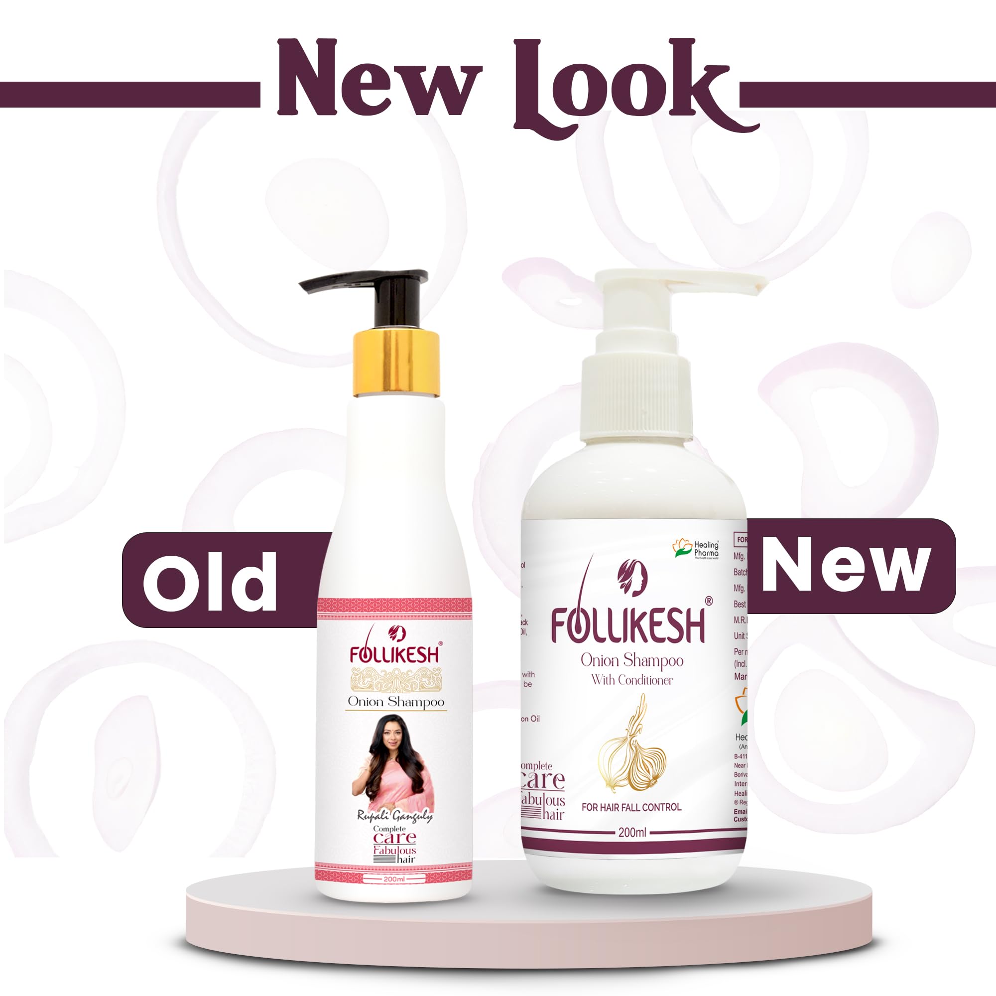 Healing Pharma - Follikesh Onion Shampoo with Conditioner for Hair Fall Control & Growth | Anti-Dandruff Treatment with Rosemary & Tea Tree Oils | Sulfate-Free Shampoo for Men & Women - 200ml | Perfect for Daily Hair Care & Scalp Nourishment