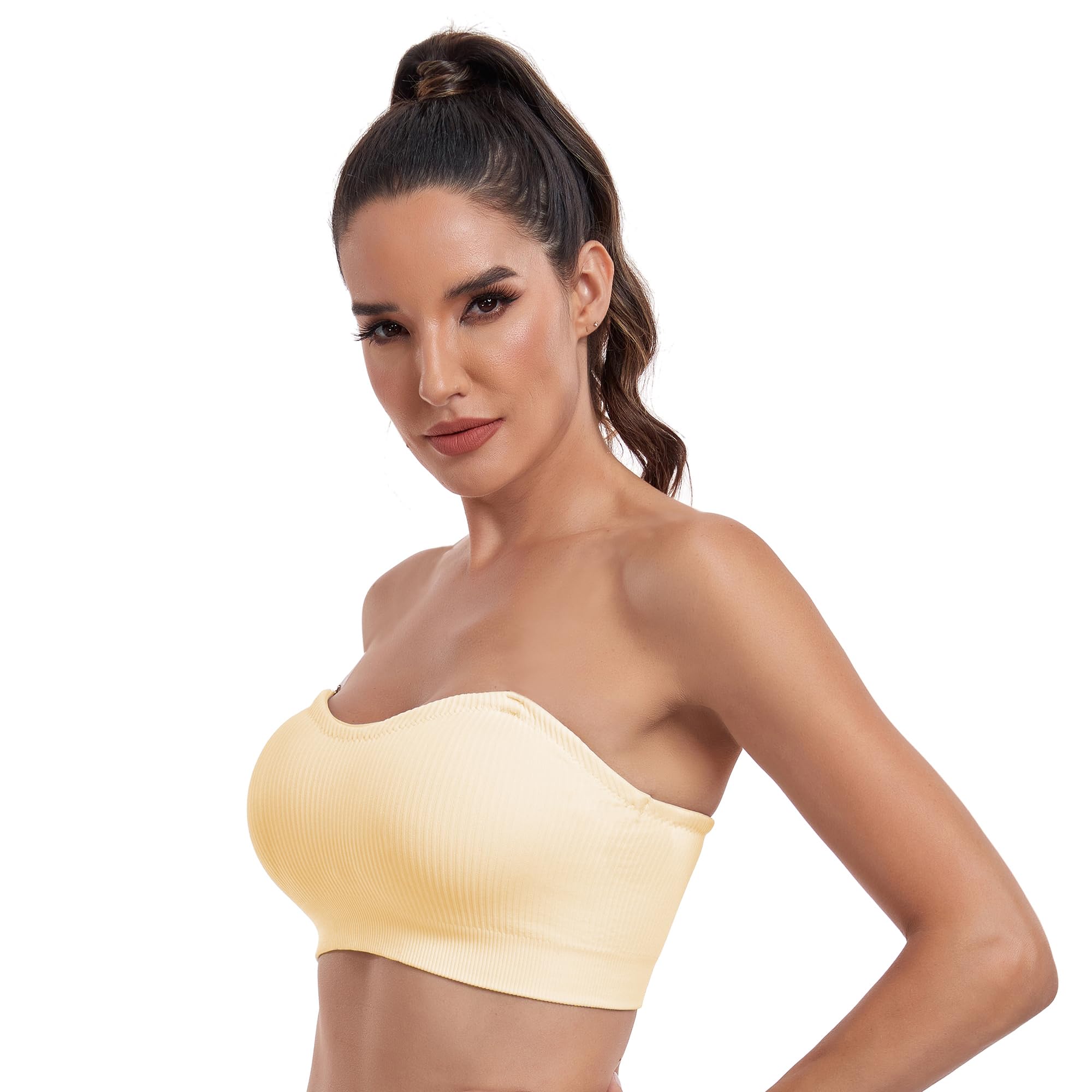 OBICUM Women's Comfortable Strapless Bra - Non-Slip Silicone Bandeau, Seamless Tube Top Bra for Everyday Wear, Wedding, Party & Special Occasions
