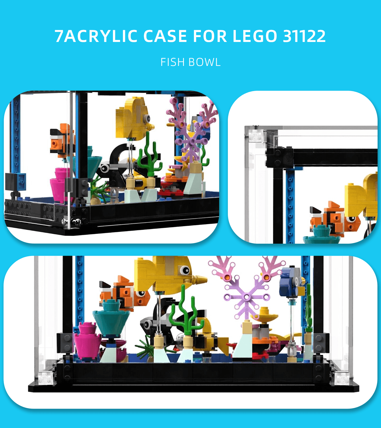 Lego Creator Fish Tank 31122 Display Case - Clear Acrylic Protection for Lego Sets - Perfect for Showcasing Collections in Home, Office, or Gift Giving