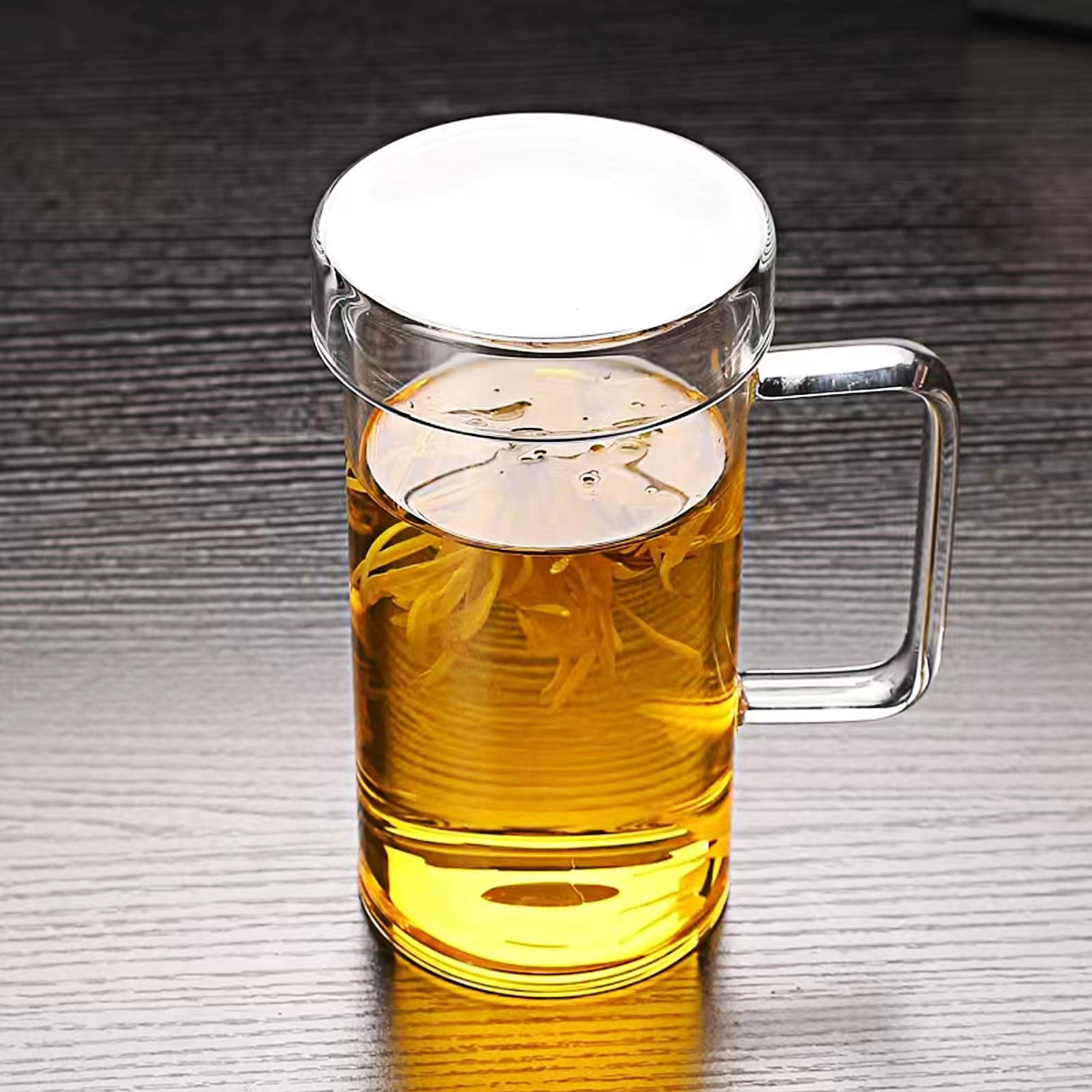 Premium 20oz Borosilicate Glass Coffee Mug with Glass Lid - Large Capacity Tea Cup for Hot & Cold Drinks - Perfect for Reading, Office, and Home Use