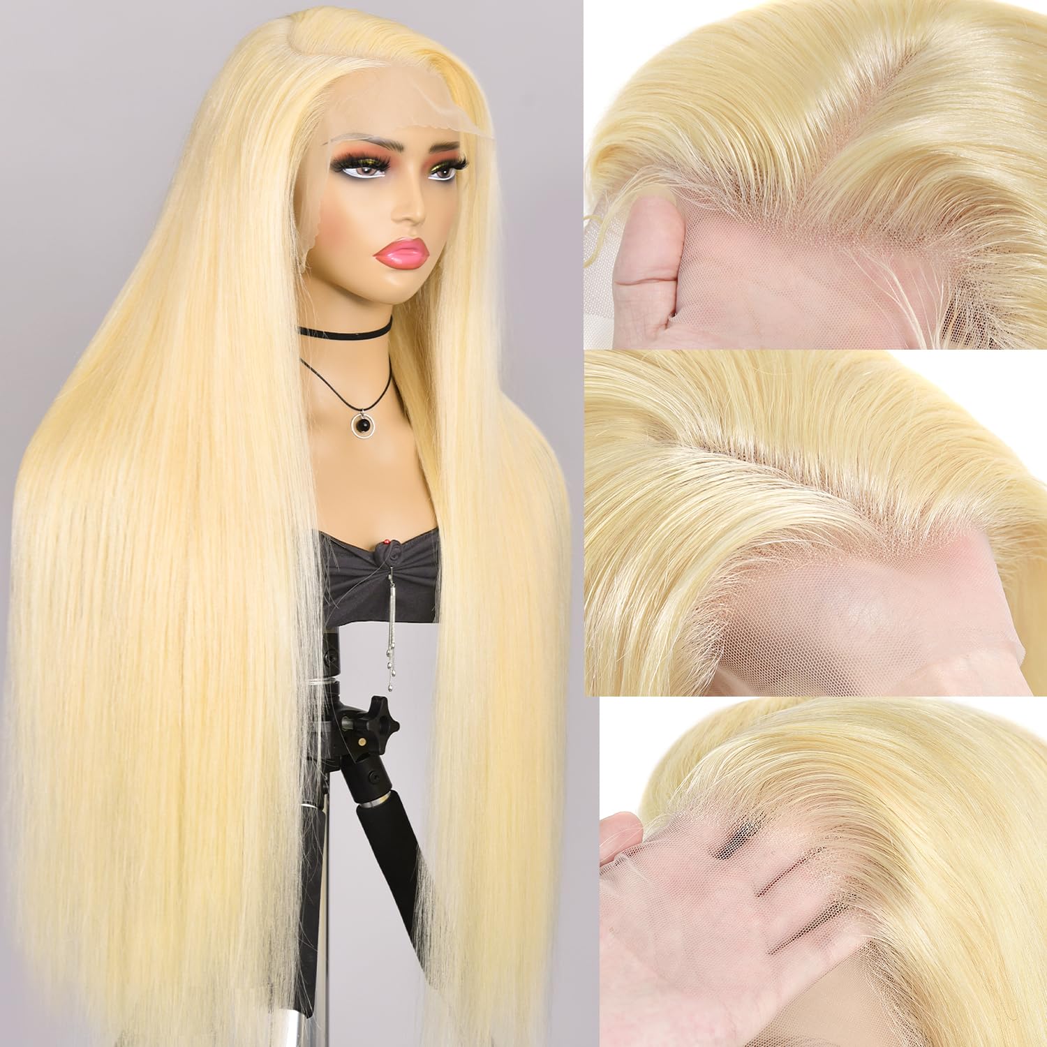 Alididi 30 Inch 613 Blonde Lace Front Wig - 13x6 Human Hair Wig 200 Density, Pre Plucked with Baby Hair - Natural Straight Lace Frontal Wig for Women - Perfect for Cosplay, Daily Wear & Special Occasions