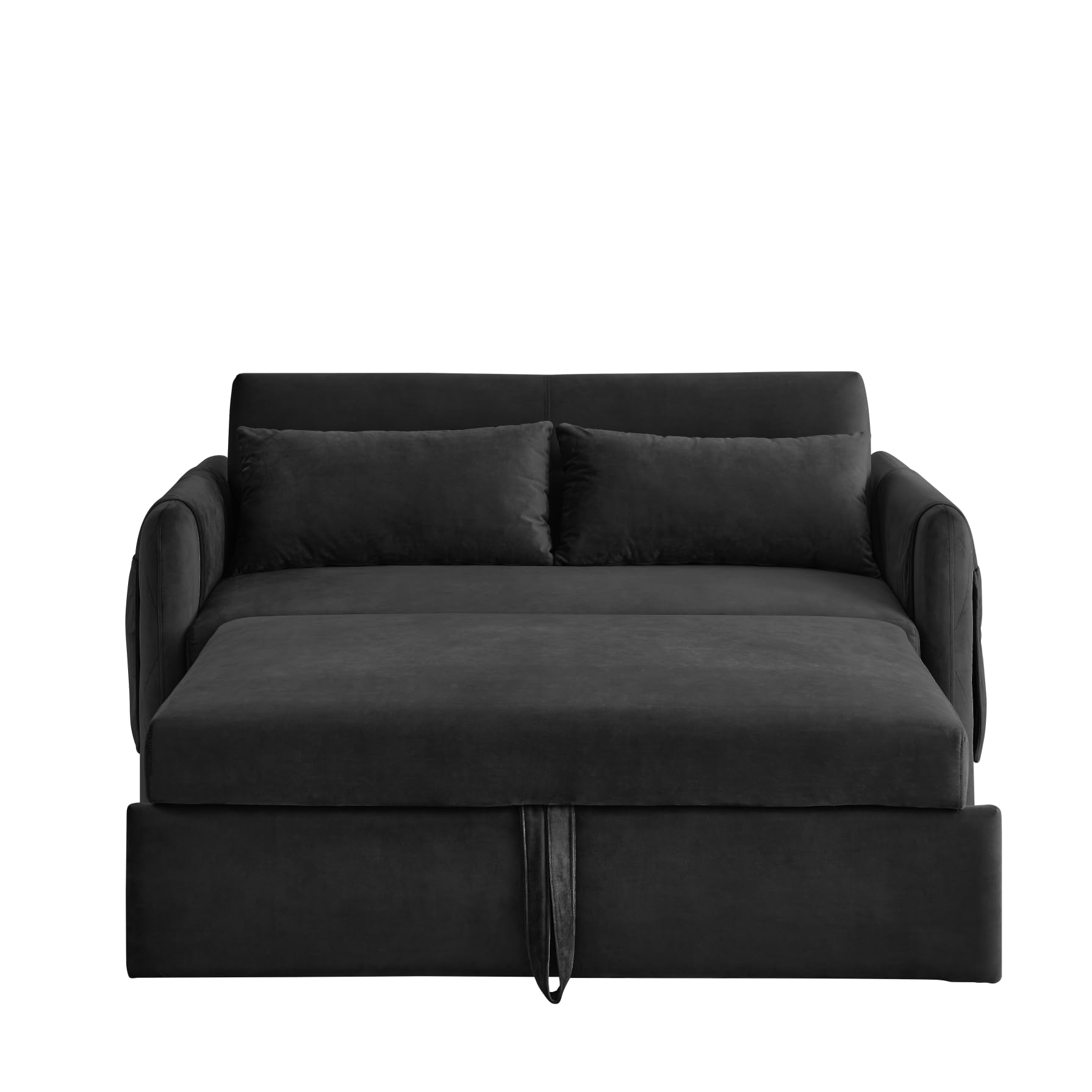 3 in 1 Convertible Sleeper Sofa Bed - Modern Velvet Futon Couch with Pullout Bed, Adjustable Backrest & Storage Pockets - Space Saving Loveseat with Pillows for Small Apartments, Living Rooms & Guest Rooms (Perfect for Studio, Dorm & Home Office)