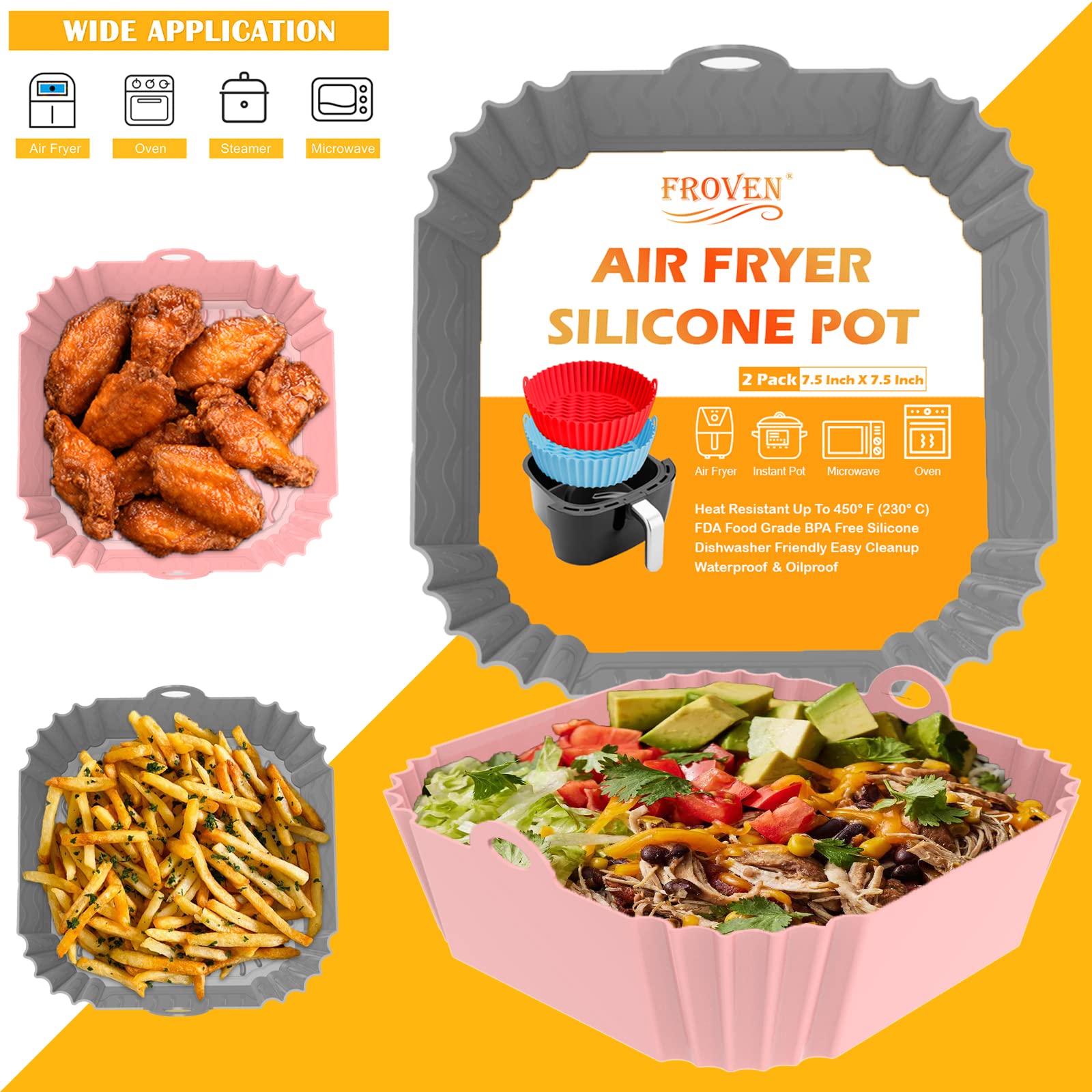 Non-Stick Silicone Air Fryer Liners - Reusable 8.5