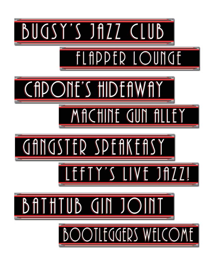 Vintage 20s Gangster Street Sign Cutouts - Pack of 4 for Home Decor, Themed Parties & Photography Backdrops