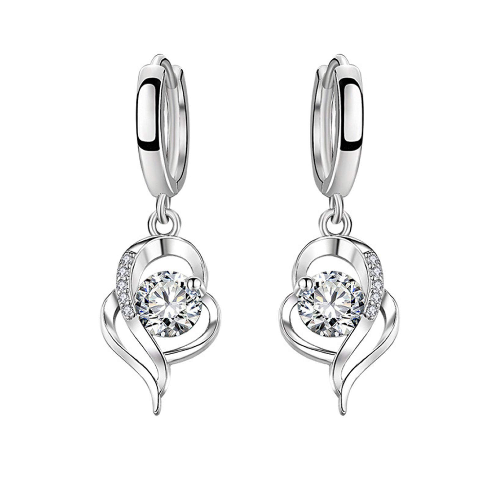 Tennessee526 Rhinestone Hollow Heart Dangle Huggie Earrings - Sparkling Jewelry Gift for Women, Men, Girls & Boys | Perfect for Parties, Weddings & Everyday Wear