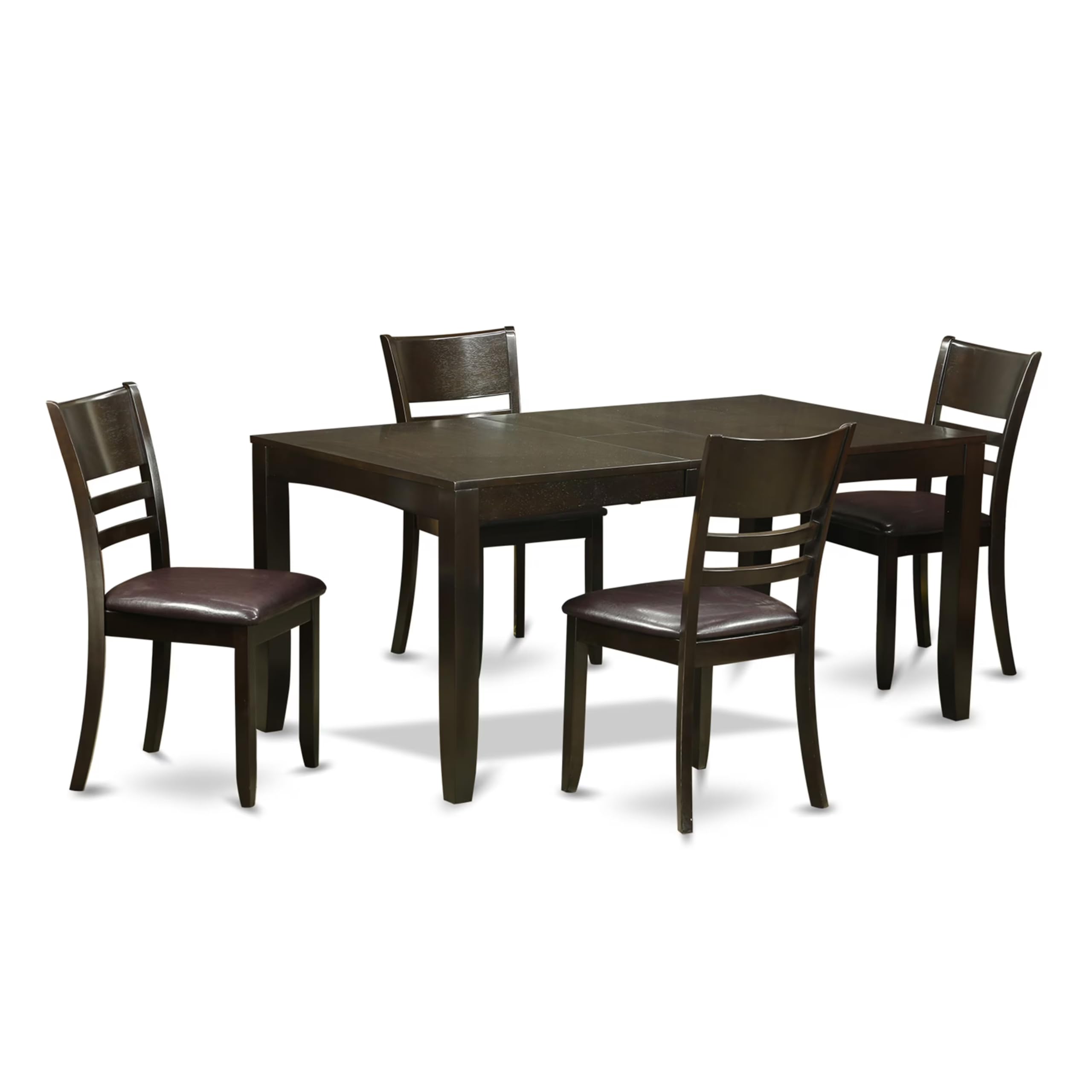 East West Furniture LYFD5-CAP-LC Lynfield 5-Piece Kitchen Dining Set with Rectangle Table & 4 Faux Leather Chairs, 36x66 Inch - Perfect for Small Spaces, Breakfast Nooks & Cozy Family Meals