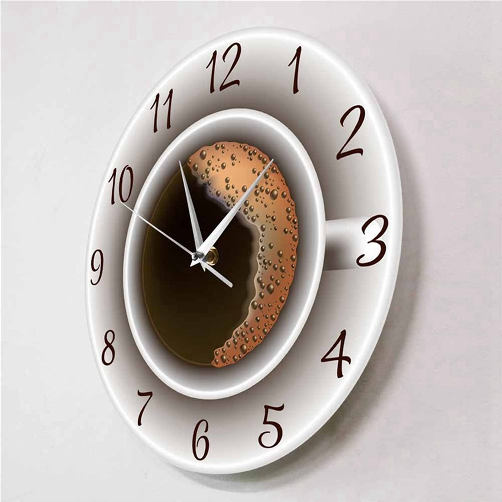 TOMYEUS Silent Wall Clock - Decorative Coffee Cup with Foam Design, Perfect for Kitchen, Cafe & Coffee Shop Decor | Stylish Timepiece for Home & Office