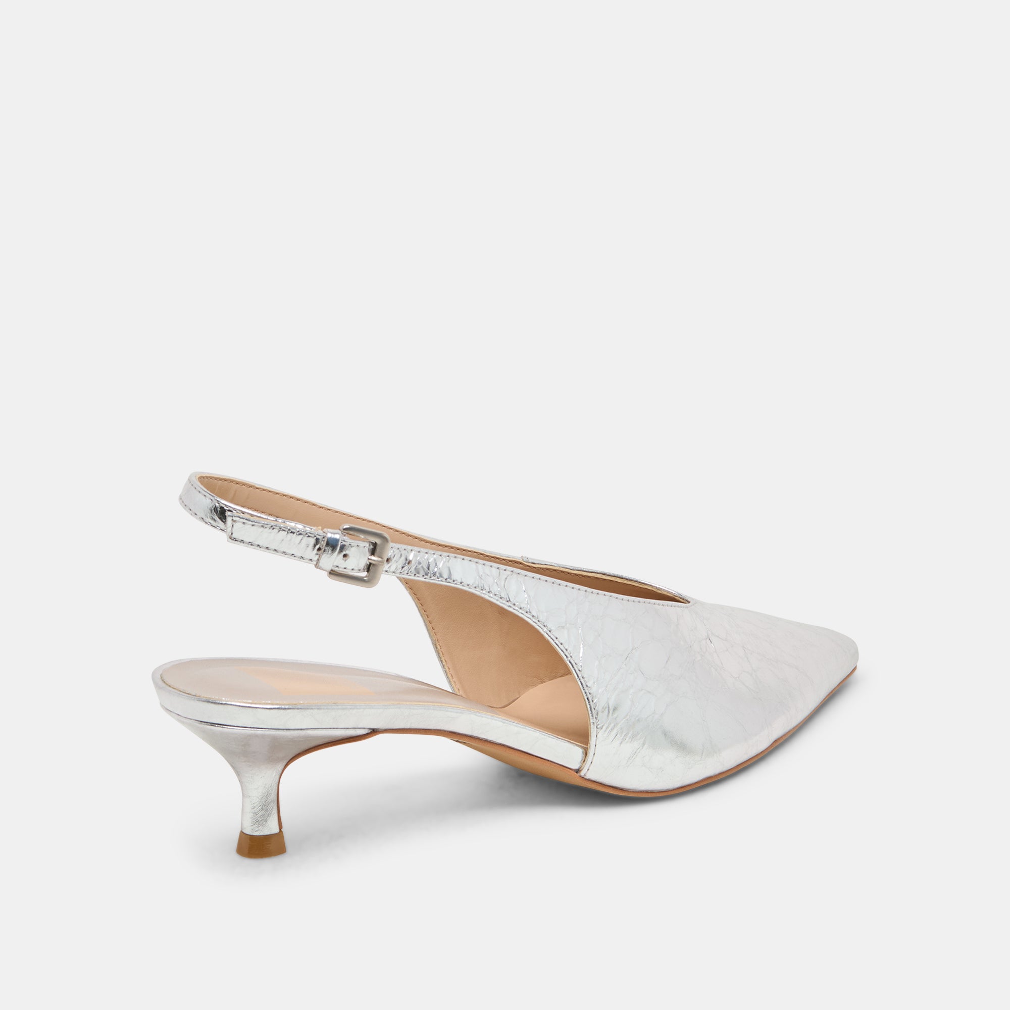 ALENNA Women's Silver Distressed Leather Heels - Stylish High Heels for Parties, Weddings & Evening Events