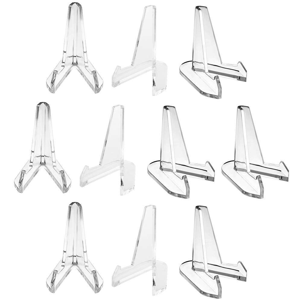 10 Pack Small Clear Acrylic Coin Display Stands - 2.56 Inch Easel Holders for Collectible Coins, Pocket Watches, Military Medals & Photos - Perfect for Showcasing Valuables in Display Cases or Shelves