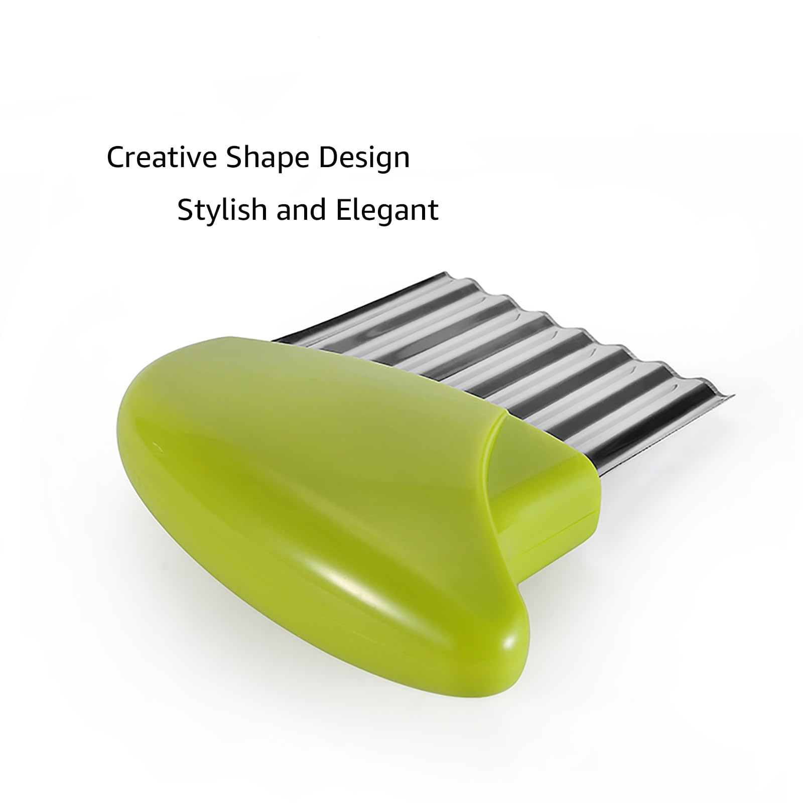 Stainless Steel Crinkle Cutter - Wavy Vegetable Chopper for Potatoes, Carrots, Lettuce | 2-Piece Set (Green & Blue) | Perfect for Making Waffle Fries, Salad Garnish & Meal Prep