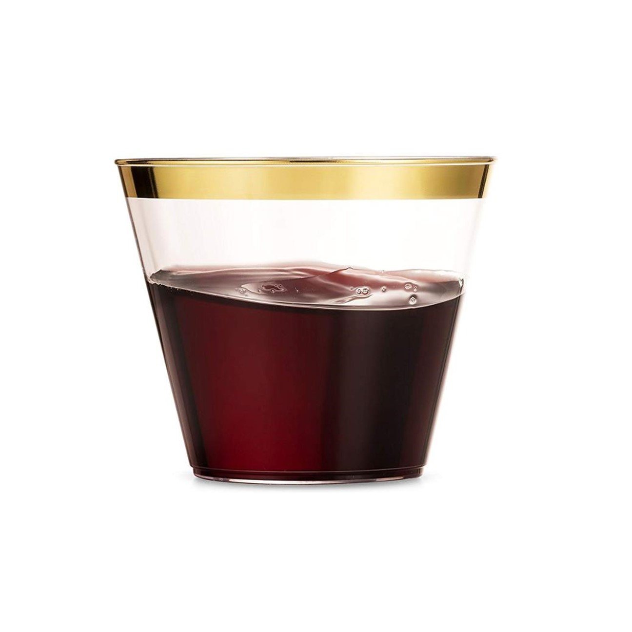 9 Oz Old Fashioned Whiskey Glasses with Gold Rim - Elegant Barware for Cocktails, Bourbon & Scotch - Perfect for Home Bars, Parties & Gifts
