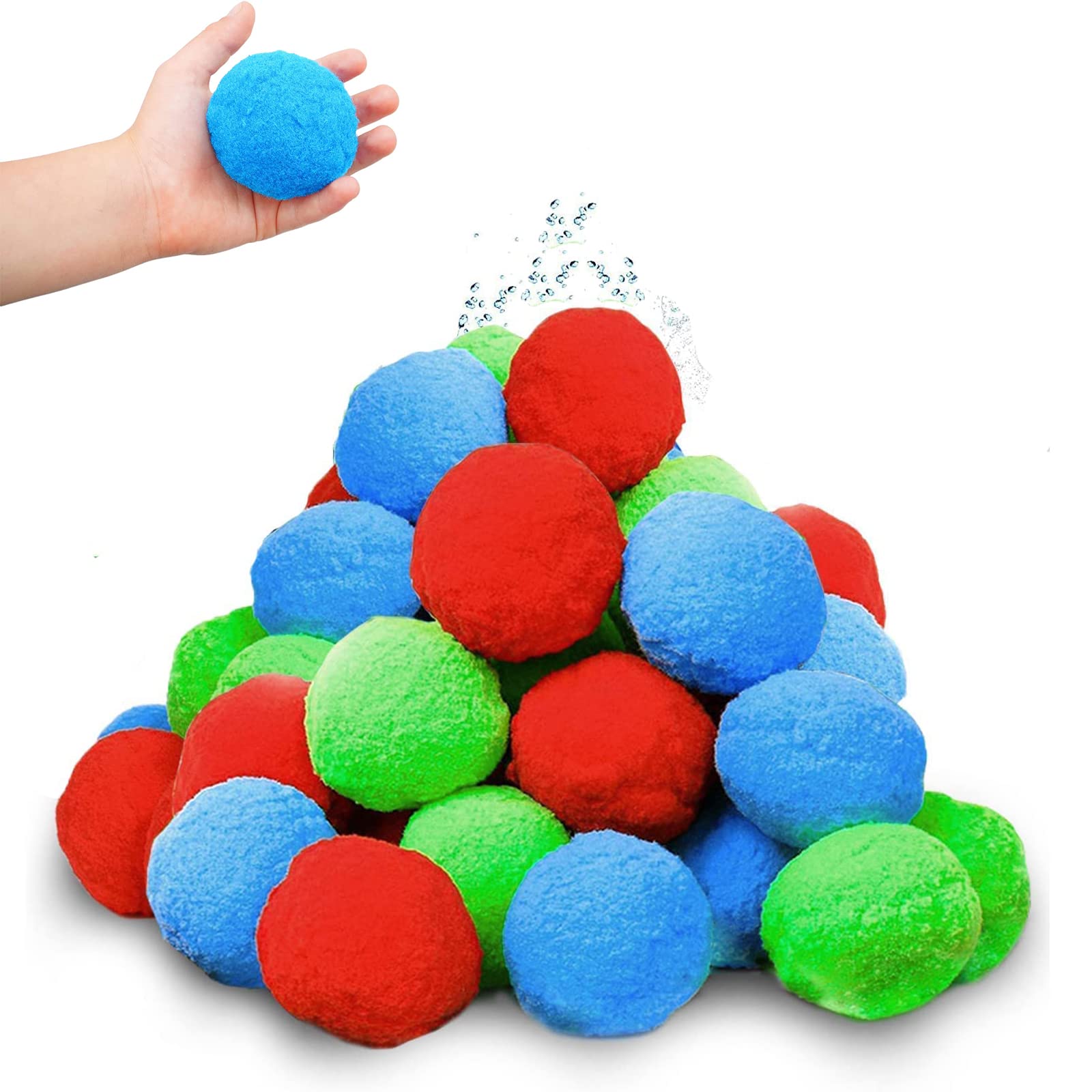 HPiano Reusable Water Bombs Set of 30 - Colorful Sponge Balls for Kids, Teens & Adults - Perfect for Trampoline, Pool Parties & Summer Water Games