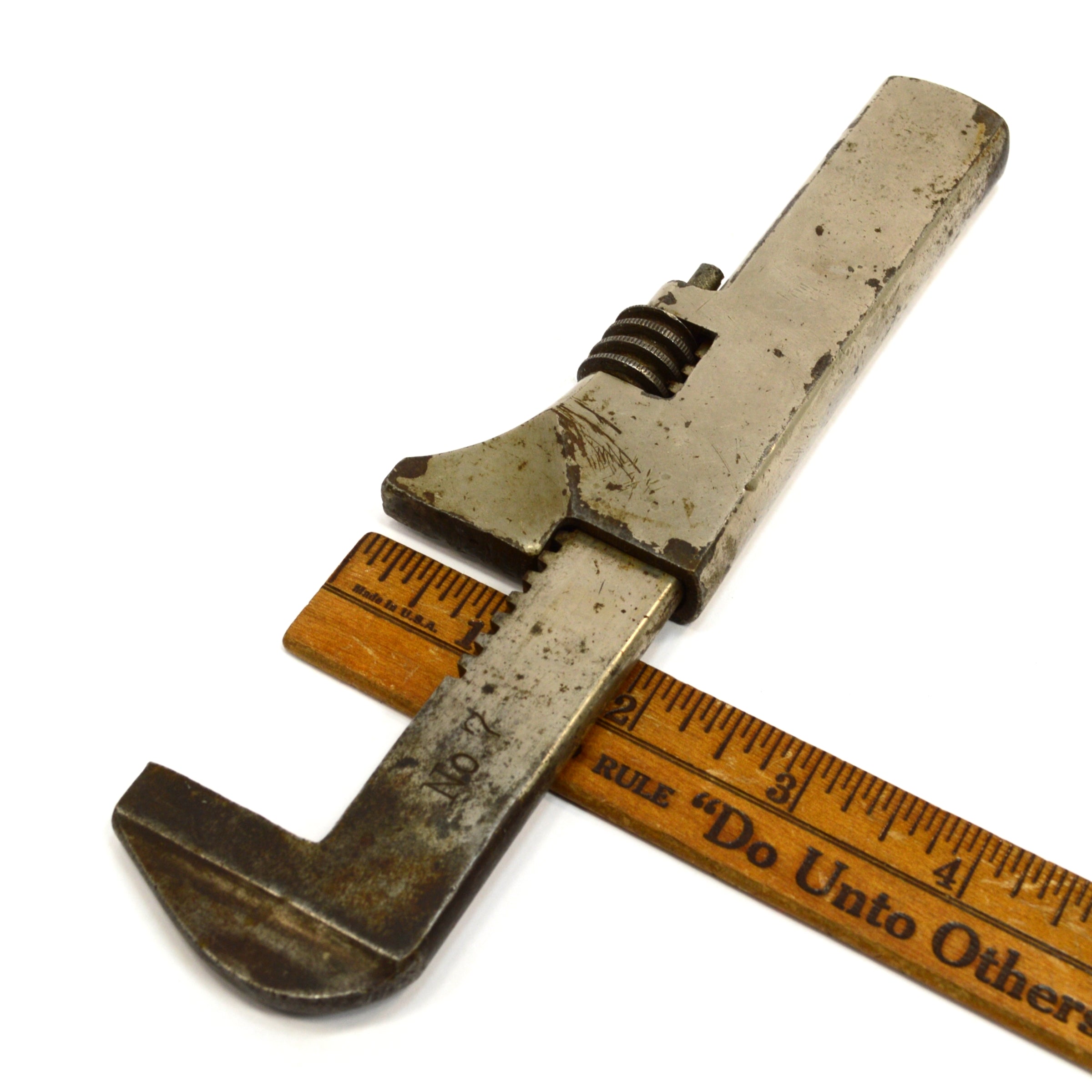 Antique WAKEFIELD NO. 7 Nickel Plated Nut Monkey Wrench 5.75