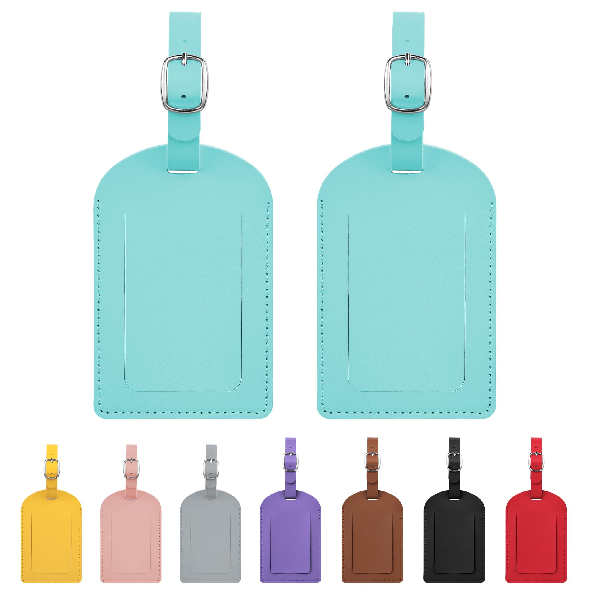 Durable PVC Luggage Tags for Suitcases & Travel Bags - Privacy Protection ID Labels with Secure Strap (Light Azure) - Perfect for Airports, Cruise Ships & Business Trips