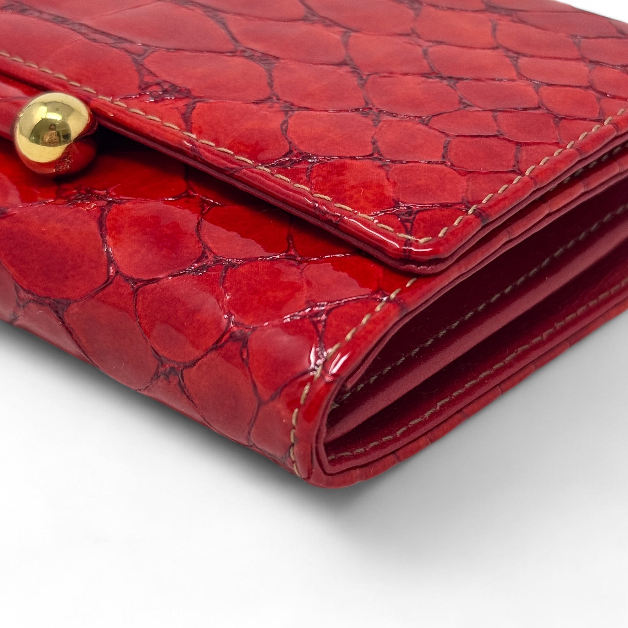 Luxury MCM Red Python Leather Wallet on Chain for Women - Stylish Crossbody Clutch for Parties, Dating & Night Out