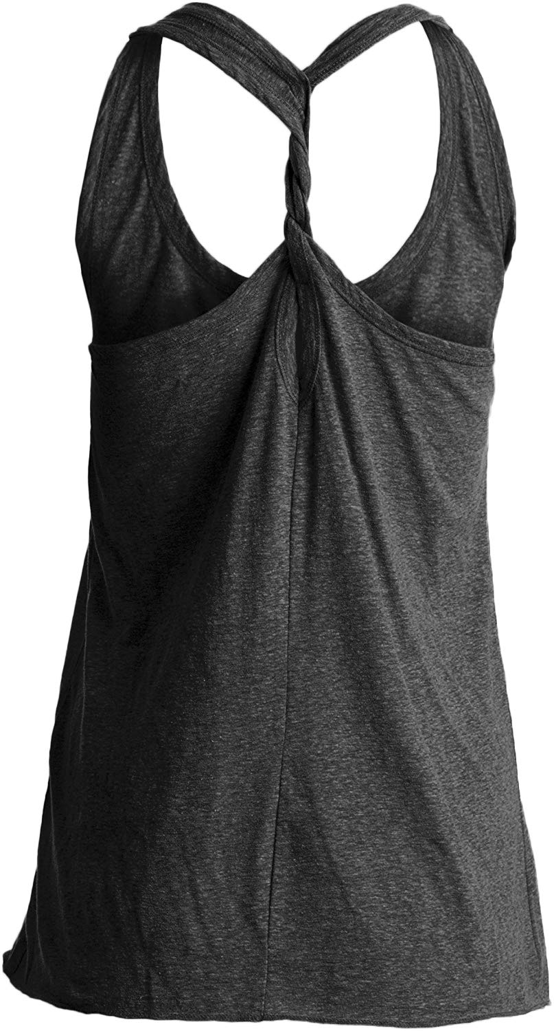 IRISGOD Women's Workout Tank Top - Summer Graphic Twisted Back Sleeveless Gym Shirt - Perfect for Yoga, Running & Fitness Training