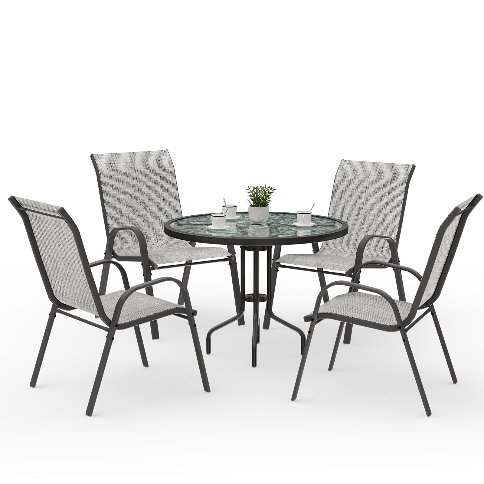 Amopatio 4-Piece Patio Dining Set - Outdoor Table and 4 Chairs - Perfect for Backyard, Garden, and Poolside Gatherings
