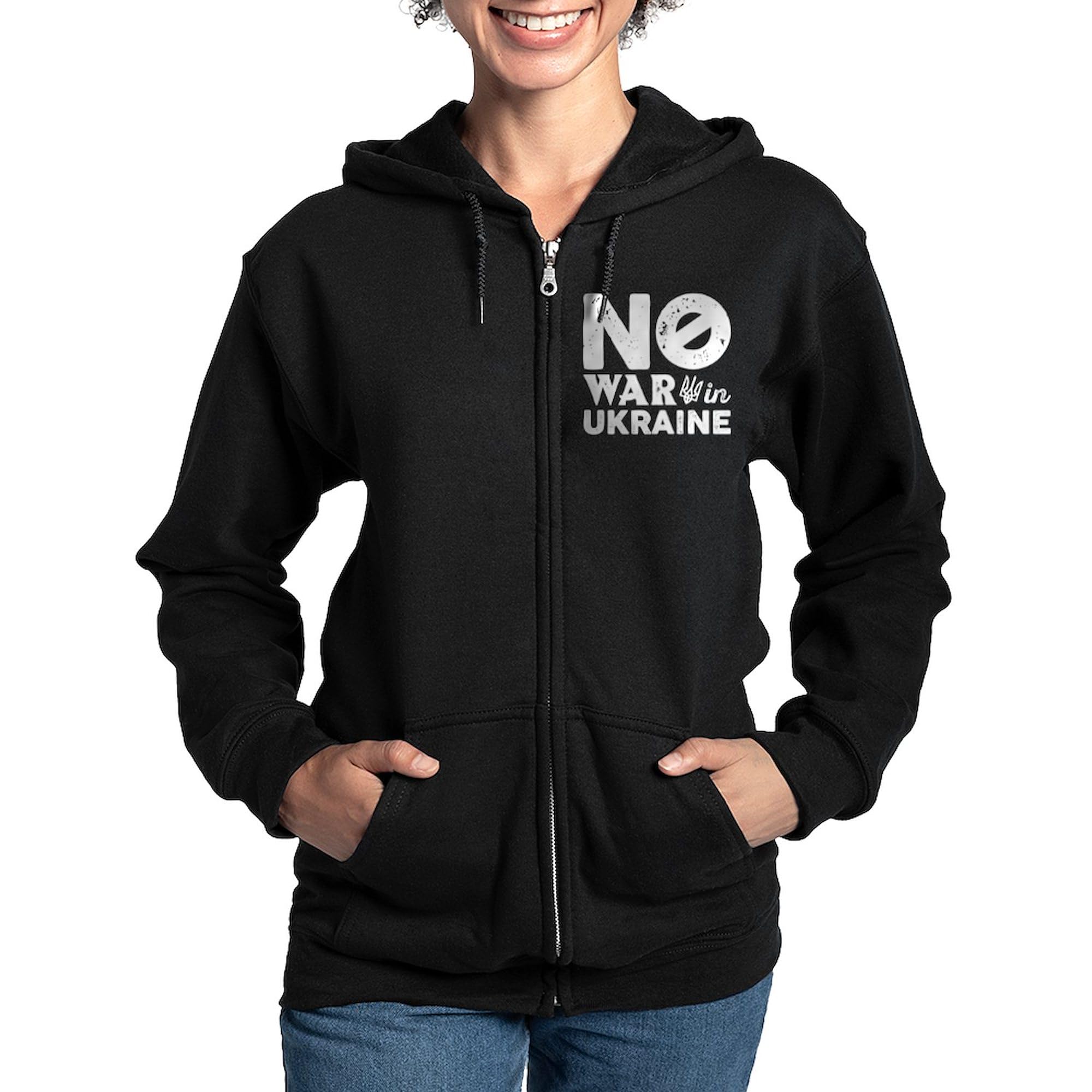 No War In Ukraine Women's Zip Up Hoodie - Soft Fleece Pullover Sweatshirt for Casual Wear & Peace Support