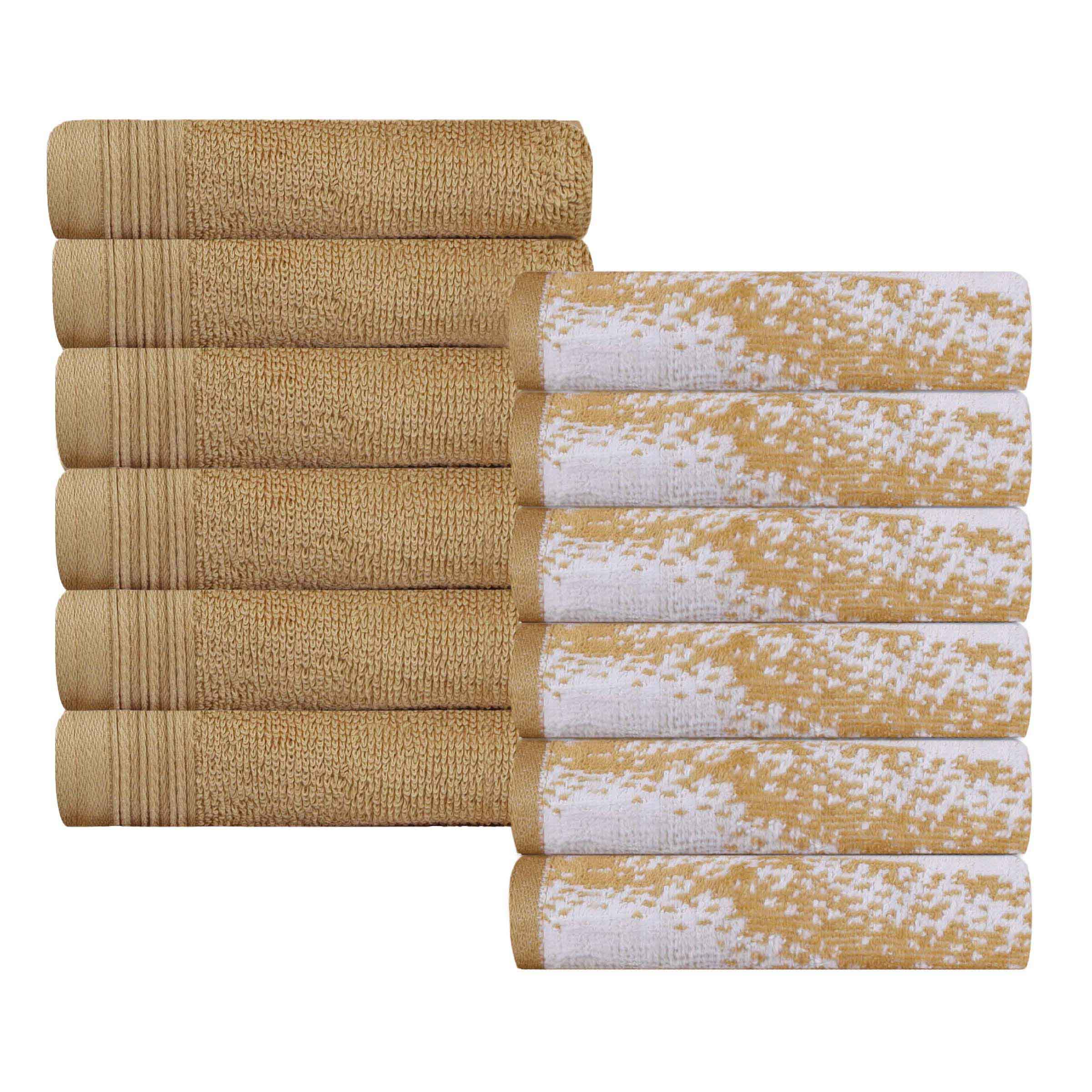 12-Pack Quick-Dry Cotton Face Towels - Solid & Marble Design for Gym, Travel, Spa, and Home Use | Soft & Absorbent Bath Towel Set