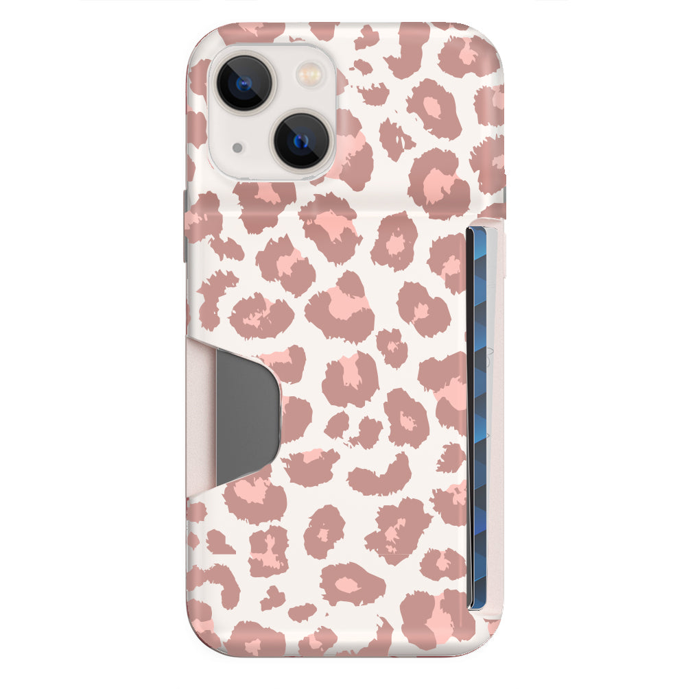 Blush Leopard Print iPhone Wallet Case - Slim Protective Cover with Card Holder for iPhone 12/13/14 Pro Max | Perfect for Travel, Shopping & Everyday Use