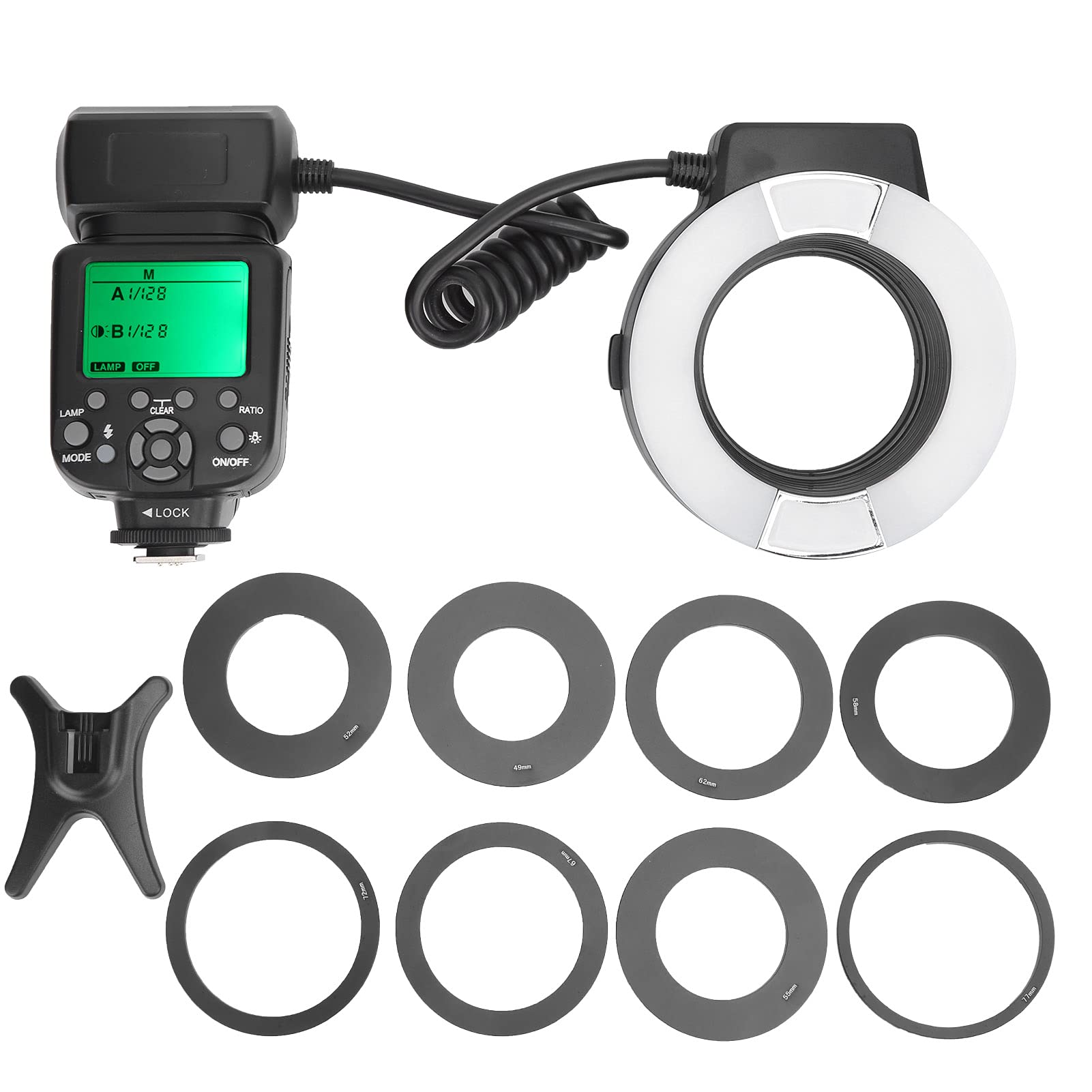 TTL Macro Ring Flash with Adapter for Nikon D7000 D5200 D5000 D3200 D3100 D90 D300S D600 - Perfect for Close-Up Photography, Jewelry & Product Shooting