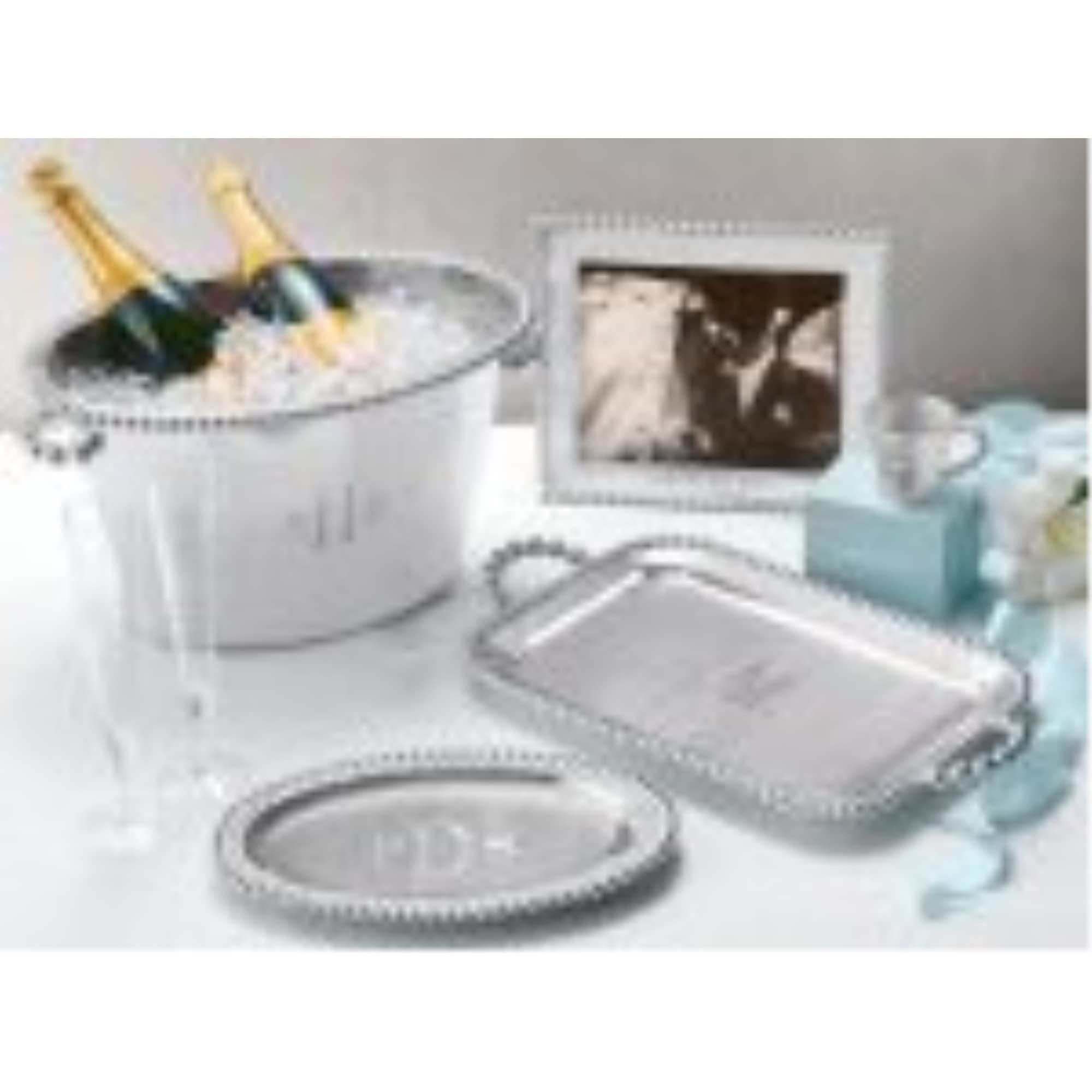 Handcrafted Mariposa Pearled Silver Service Tray - Elegant Serving Tray for Dining, Entertaining & Home Decor | Perfect for Tea Parties, Weddings & Gift Giving