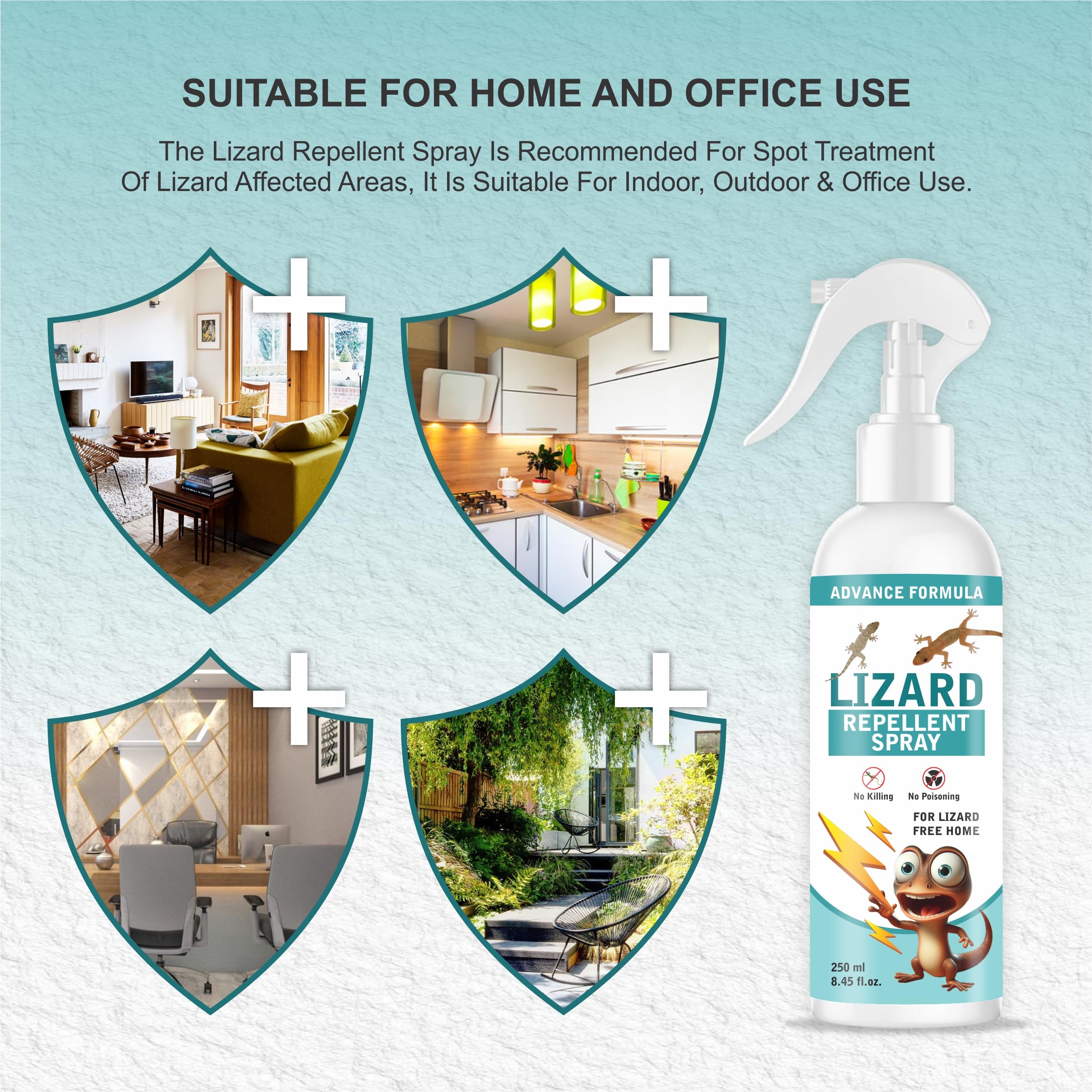 OXILY Natural Lizard Repellent Spray for Home - Plant-Based, Non-Toxic & Chemical-Free Pest Control | Safe for Babies, Pets & Indoor Plants | Effective Home & Garden Protection (250ml) | Use for Doors, Windows & Outdoor Areas
