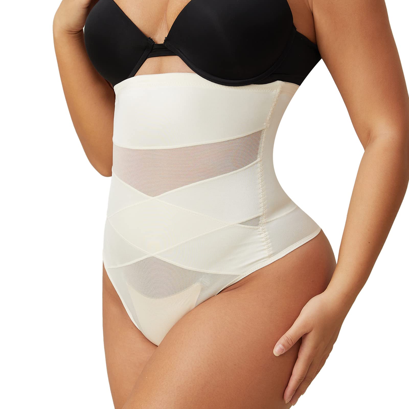 Women's High Waisted Thong Shapewear - Tummy Control Slimming Panties & Body Shaper Underwear for Everyday Comfort | Perfect for Work, Date Night & Special Occasions