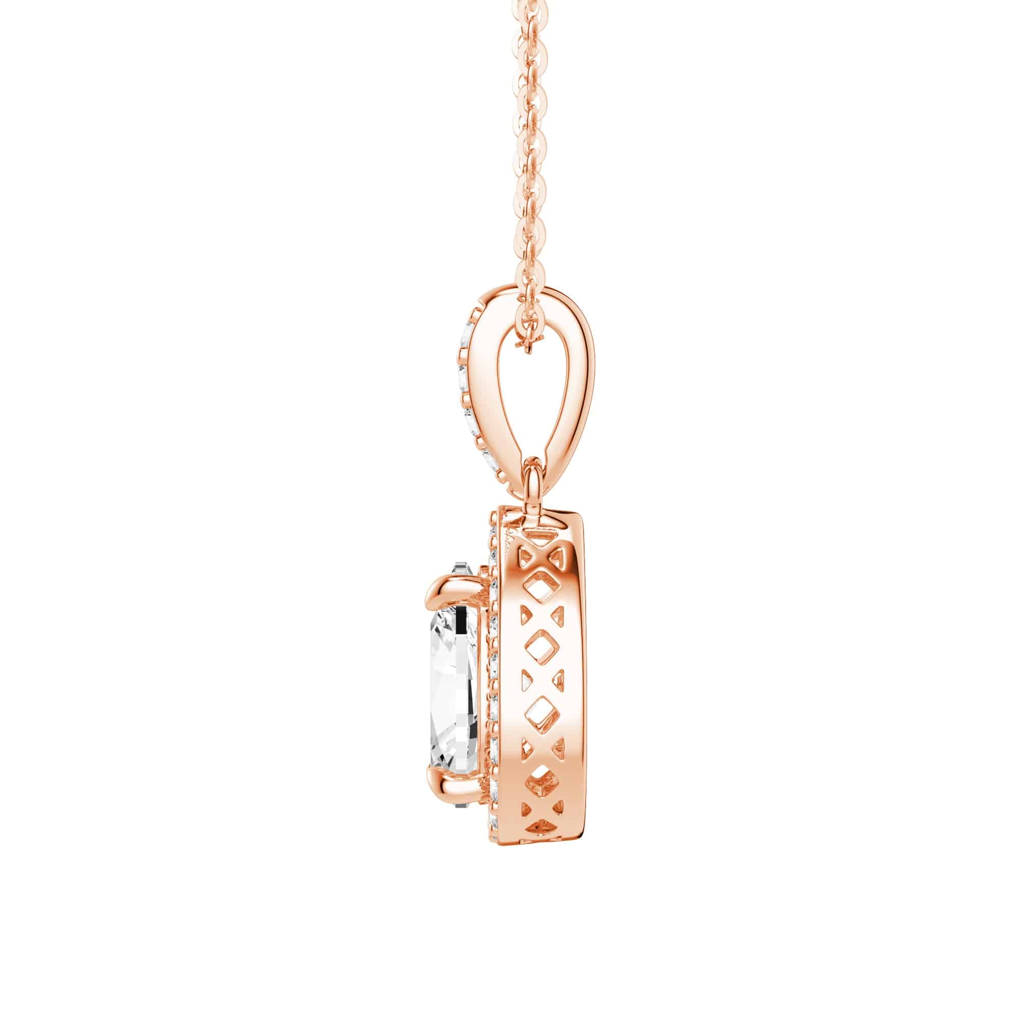 Elegant Pear-Shaped Halo Moissanite Pendant Necklace for Women - Perfect for Weddings, Anniversaries & Special Occasions