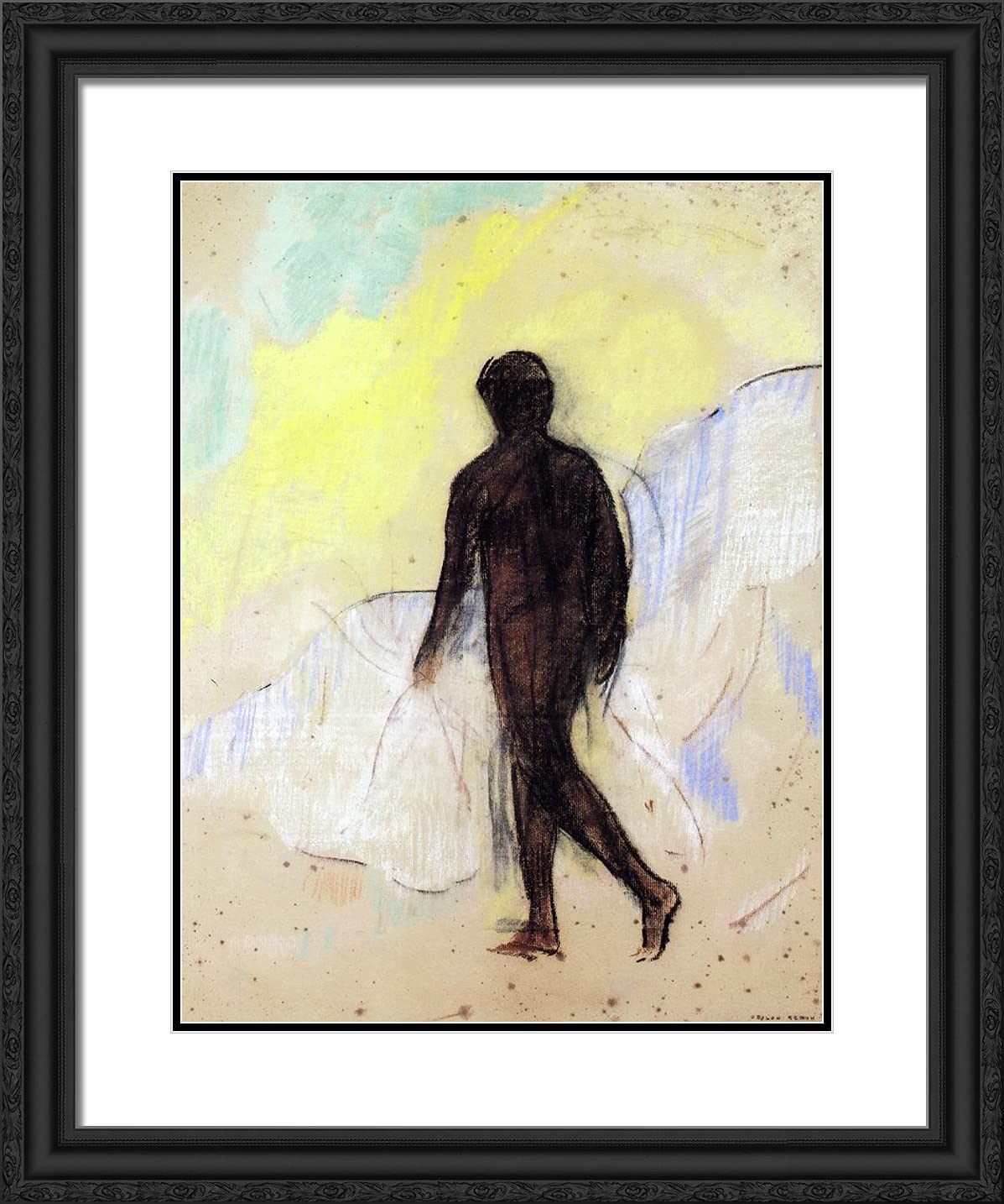 Odilon Redon 'The Man' 20x24 Framed Art Print with Black Ornate Frame & Double Matting - Perfect for Living Room, Bedroom & Office Wall Decor