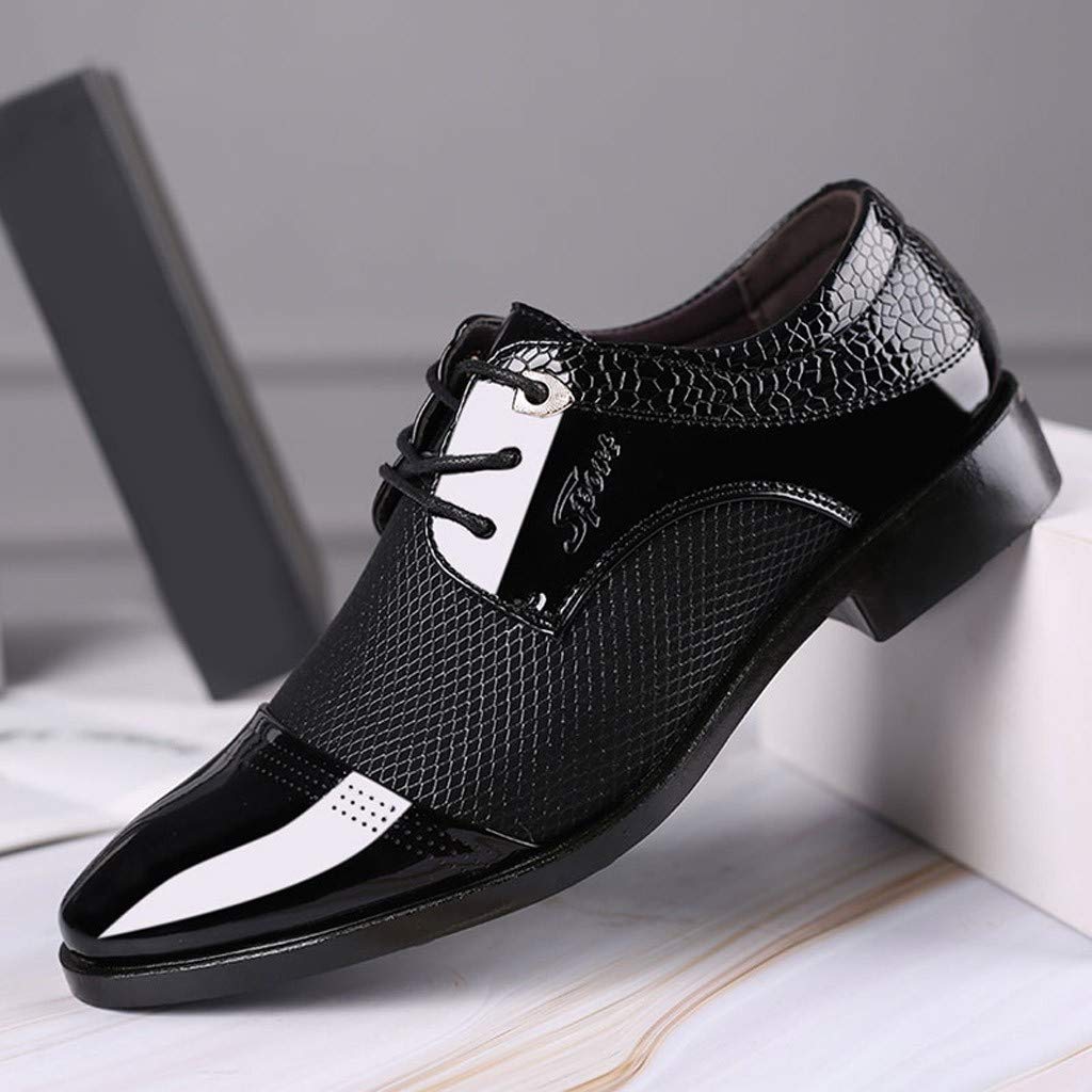 IQYU Men's Leather Boat Shoes - Comfortable Lace-Up Dress Shoes for Business, Casual & Wedding - Outdoor Walking & Formal Occasions - Size 43