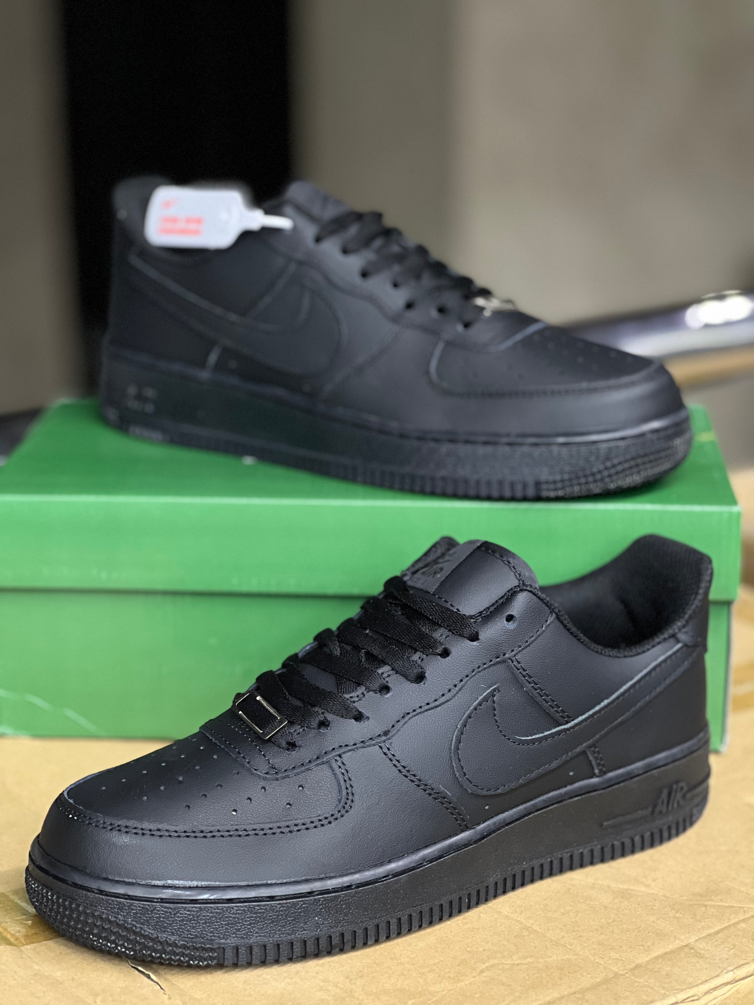 Nike Air Force 1 Low Sneakers for Men - Black Double Sole Basketball Shoes for Casual Wear & Street Style