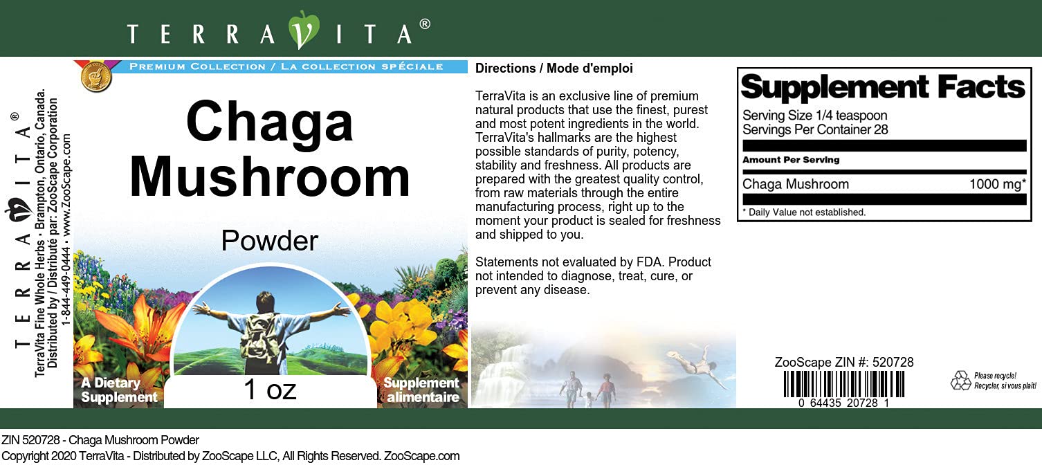 Organic Chaga Mushroom Powder 1 oz (2 Pack) - Immune Support, Antioxidant Boost - Perfect for Tea, Coffee & Smoothies