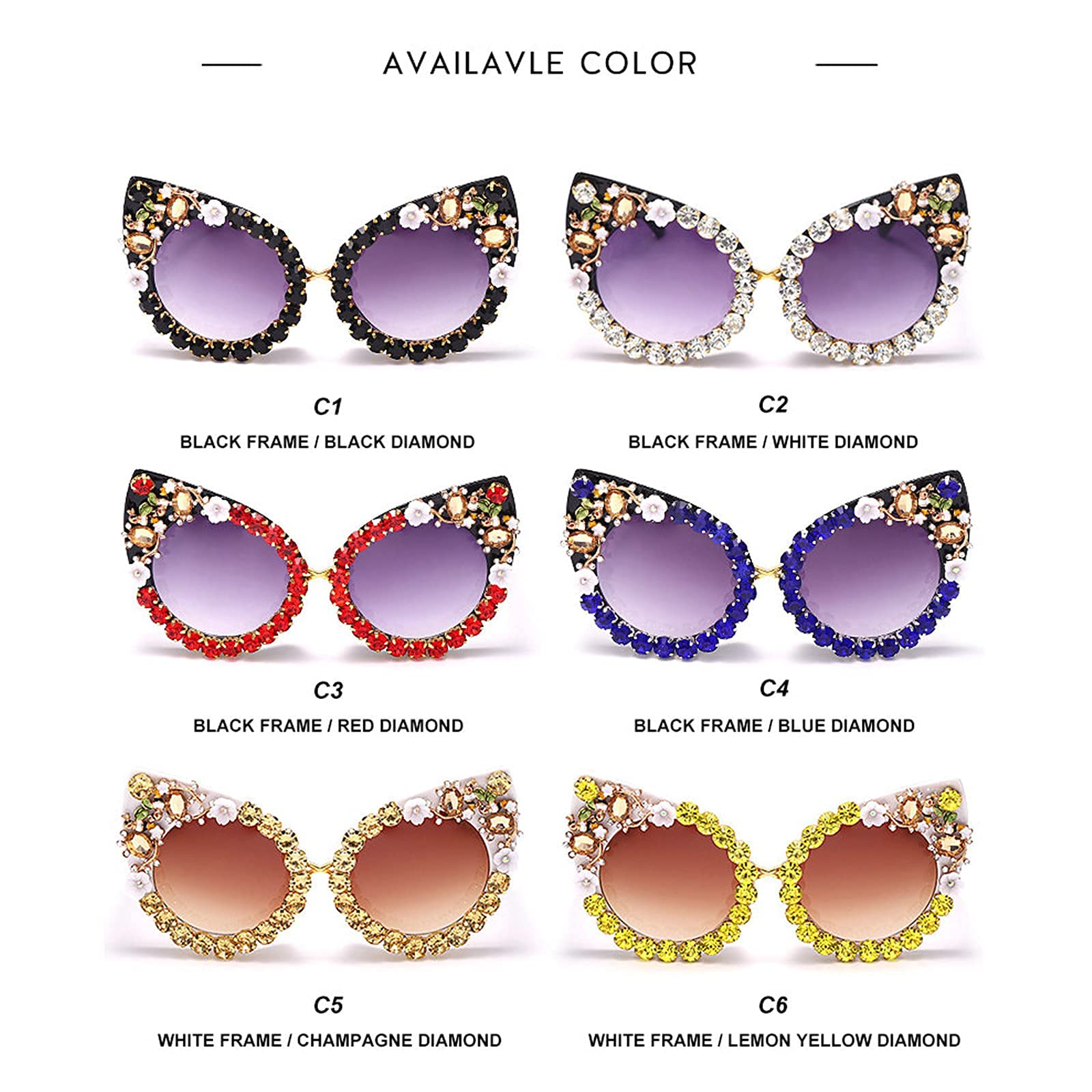 Vintage Cat Eye Sunglasses for Women - Luxury Rhinestone Crystal Eyewear with UV400 Protection | Retro Diamond Glam Shades for Beach, Party & Everyday Fashion (Black)